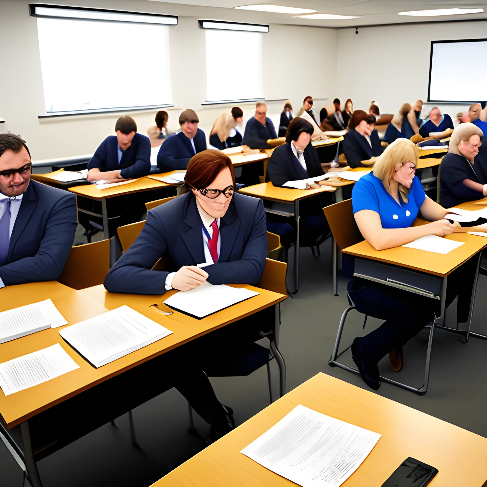 students focused on an English exam
