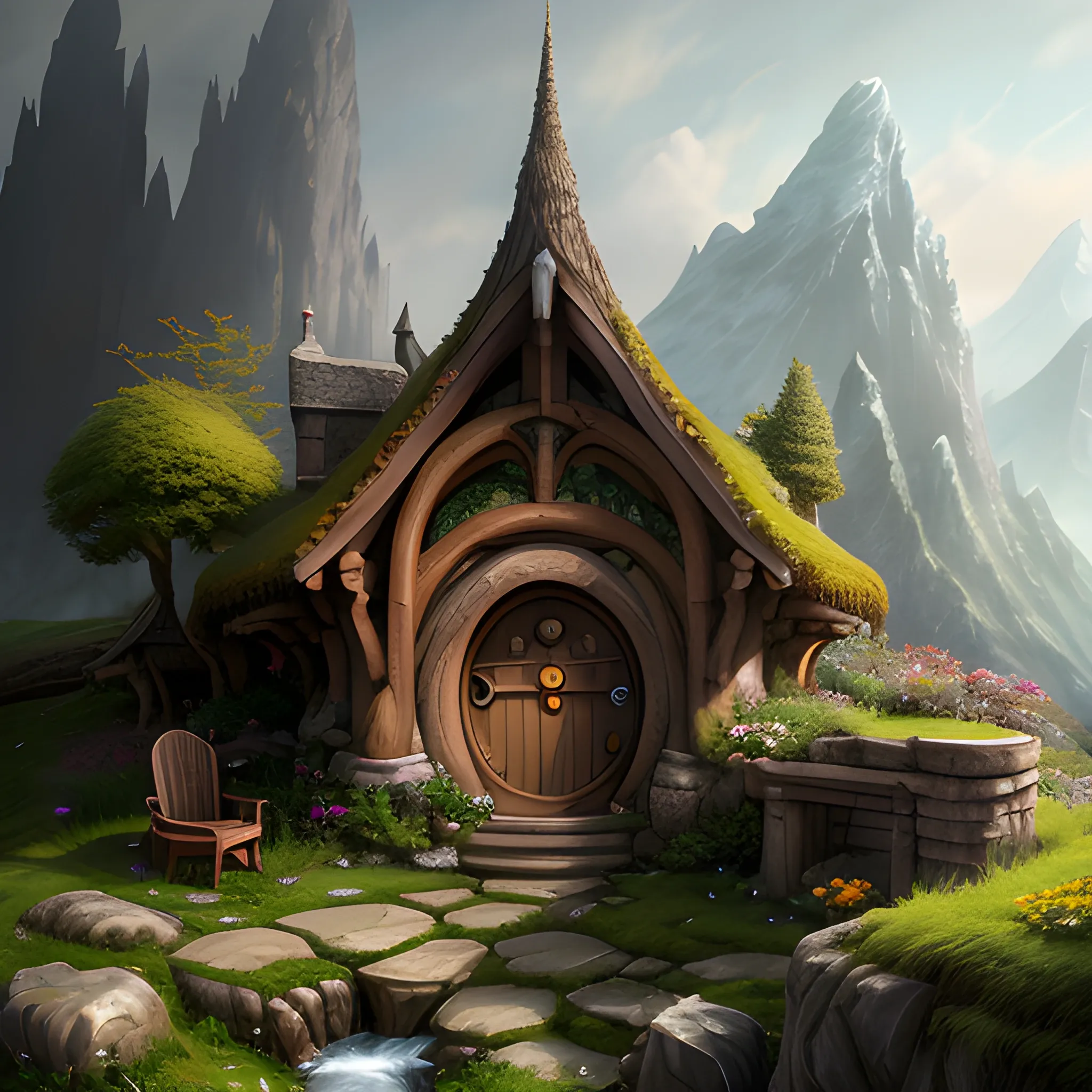 hobbit hole background, cute hobbit, cute halfling, halfling, hobbit, little person, detailed hobbit hole background, realistic, DeviantArt, highly detailed, highly detailed, dof, fantasy, beautiful, dynamic, lighting, award winning, crisp quality, hyper realistic, hyper detailed, 4k resolution, highly detailed background, digital painting, trending on artstation, artstastion, highly detailed, digital painting, trending on artstation, pixiv, concept art, sharp focus, illustration, art by Ross Tran and Greg Rutkowski and Walt Disney animation