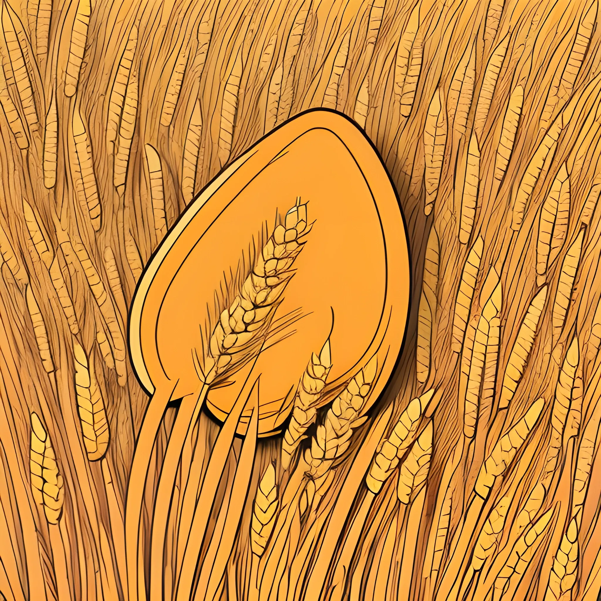 Cartoon，ear of wheat illustration suitable for clothing，Solid color，simple