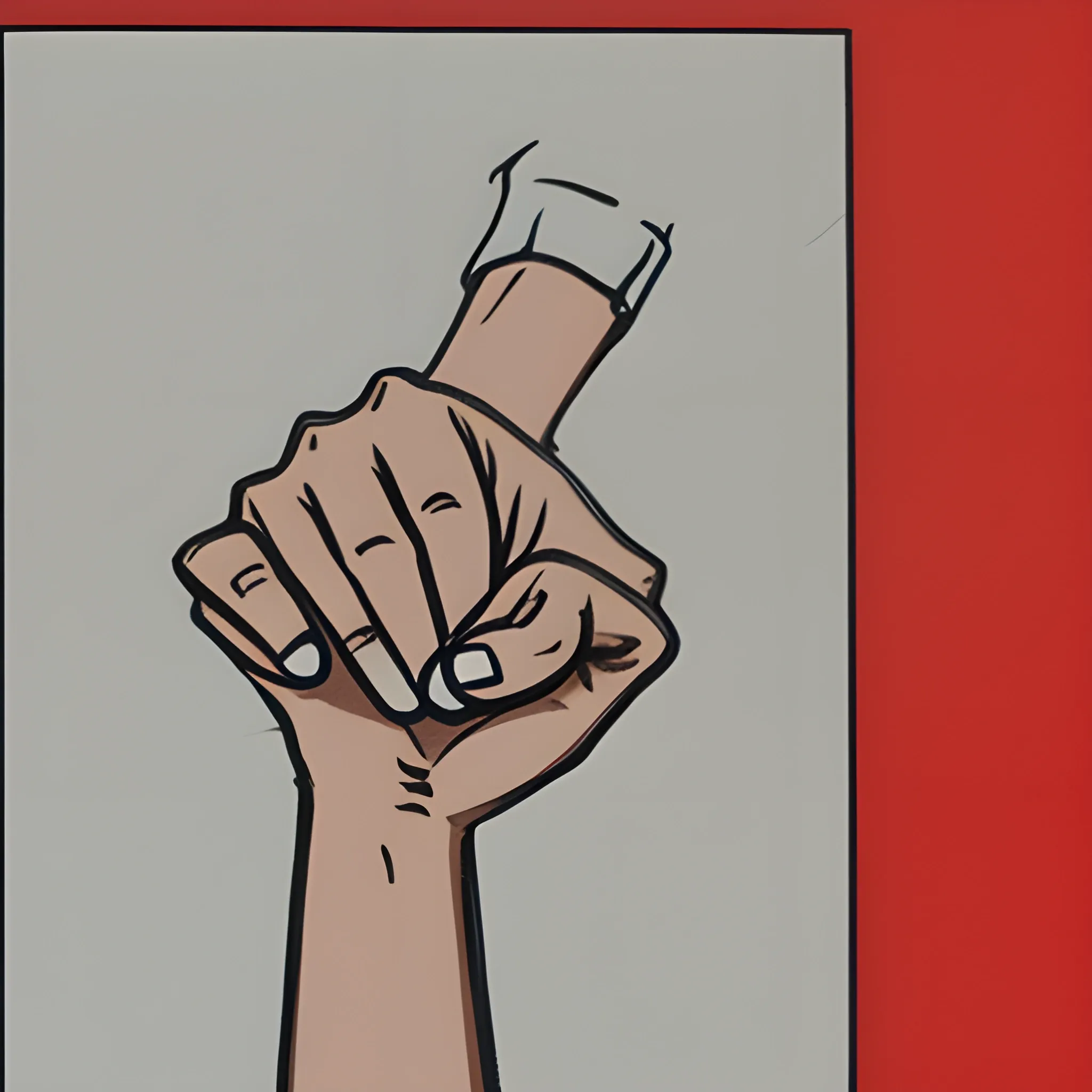 
a hand holding a bud, with the thumb and ring fingers, Cartoon