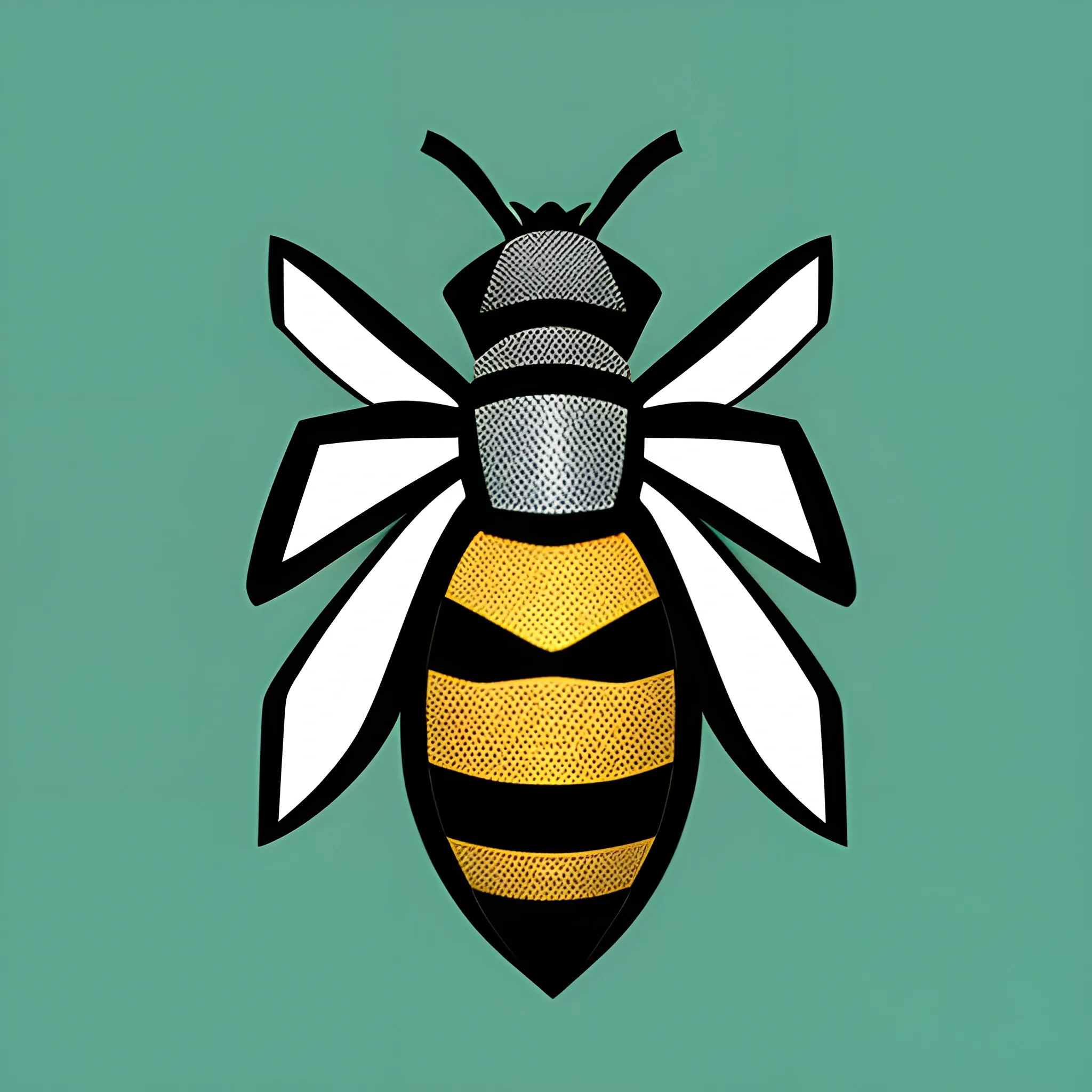Minimalist-style little bee,Comprised of multiple polygons,Symmetrical,Cartoon-style