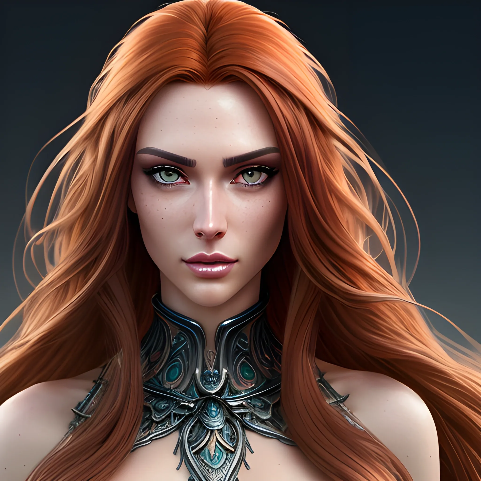 best quality, ultra detailed, beautiful detailed eyes, beautiful detailed face, beautiful detailed hair, perfect anatomy, five fingers, shiny hair, one girl, tall, slender, beautiful eyes, high leg, red hair, long hair, tall, narrow waist, long leg, realistic, DeviantArt, highly detailed, highly detailed, dof, fantasy, beautiful, dynamic, lighting, award winning, crisp quality, hyper realistic, hyper detailed, 4k resolution, highly detailed background, digital painting, trending on artstation, artstastion, highly detailed