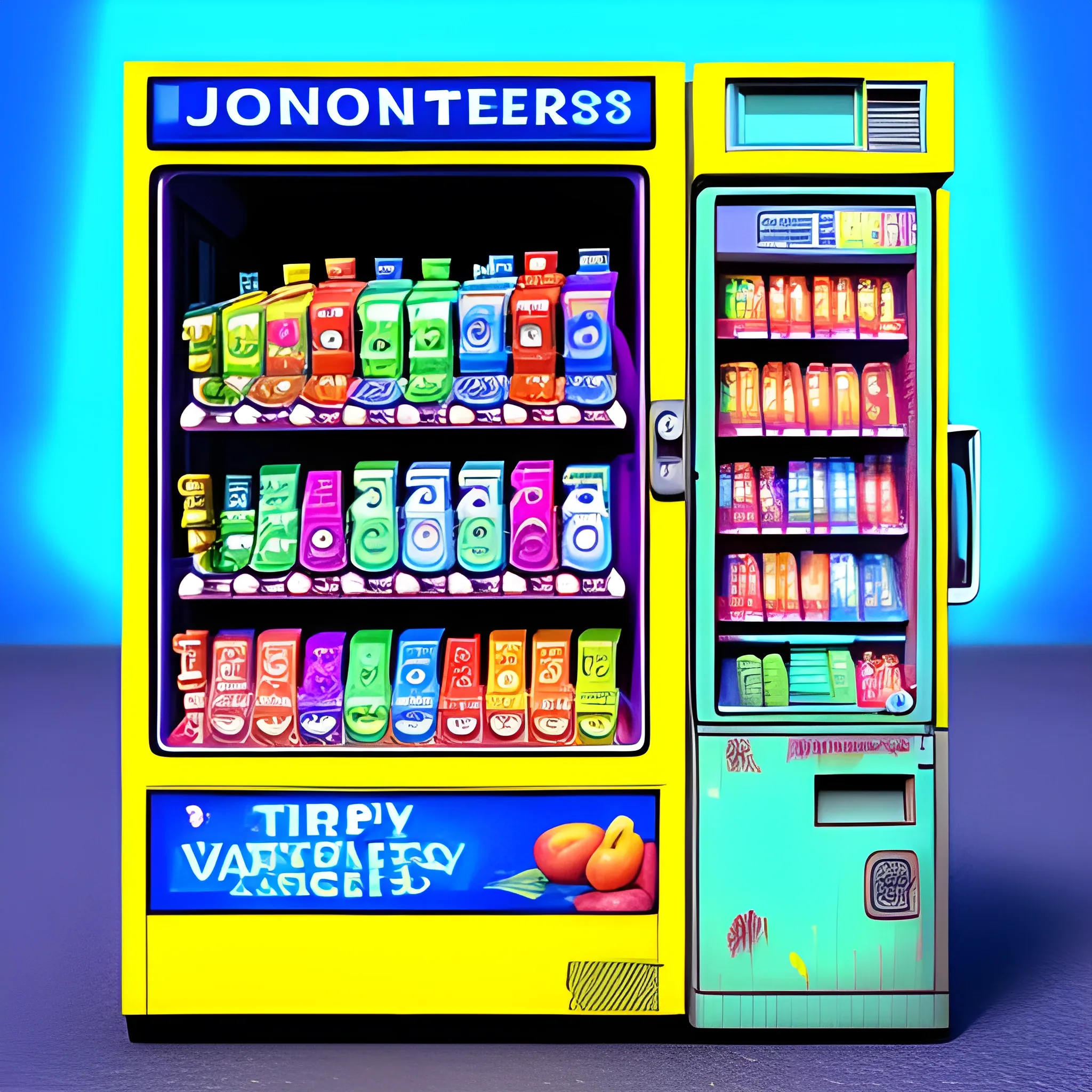 Johnson's Vendors, vending machines, Trippy, Cartoon, 3D