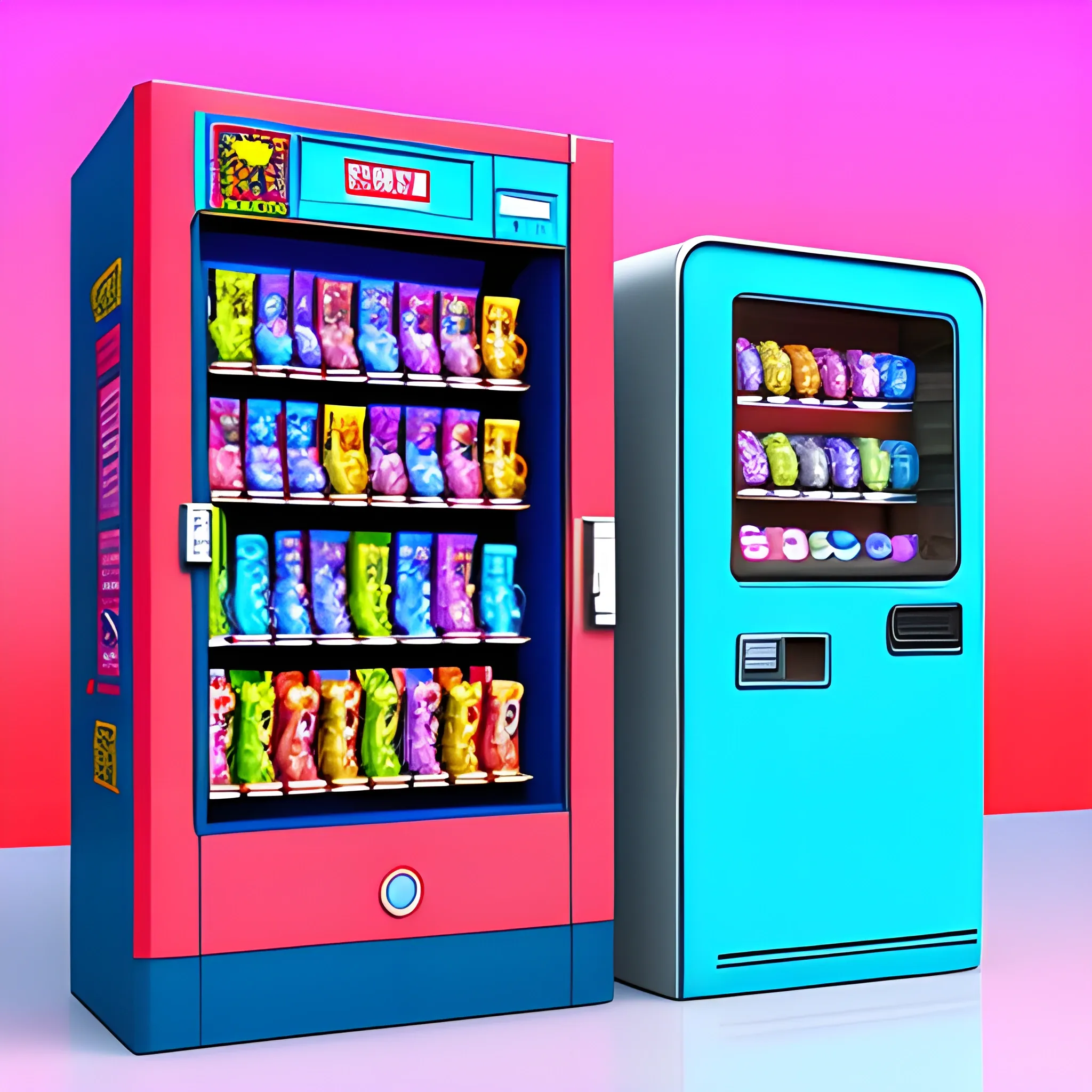 vending machines, Trippy, Cartoon, 3D