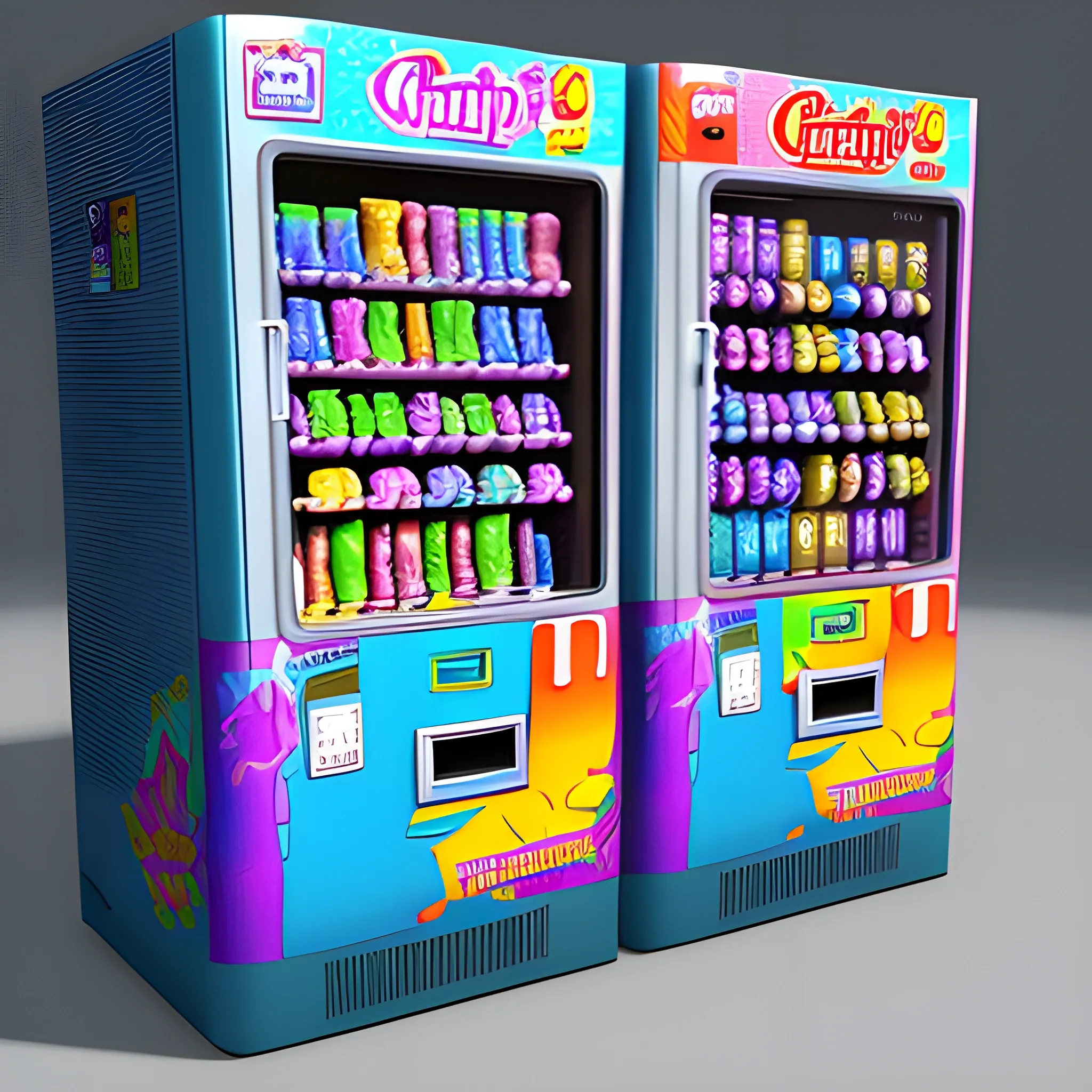 vending machines, Trippy, Cartoon, 3D