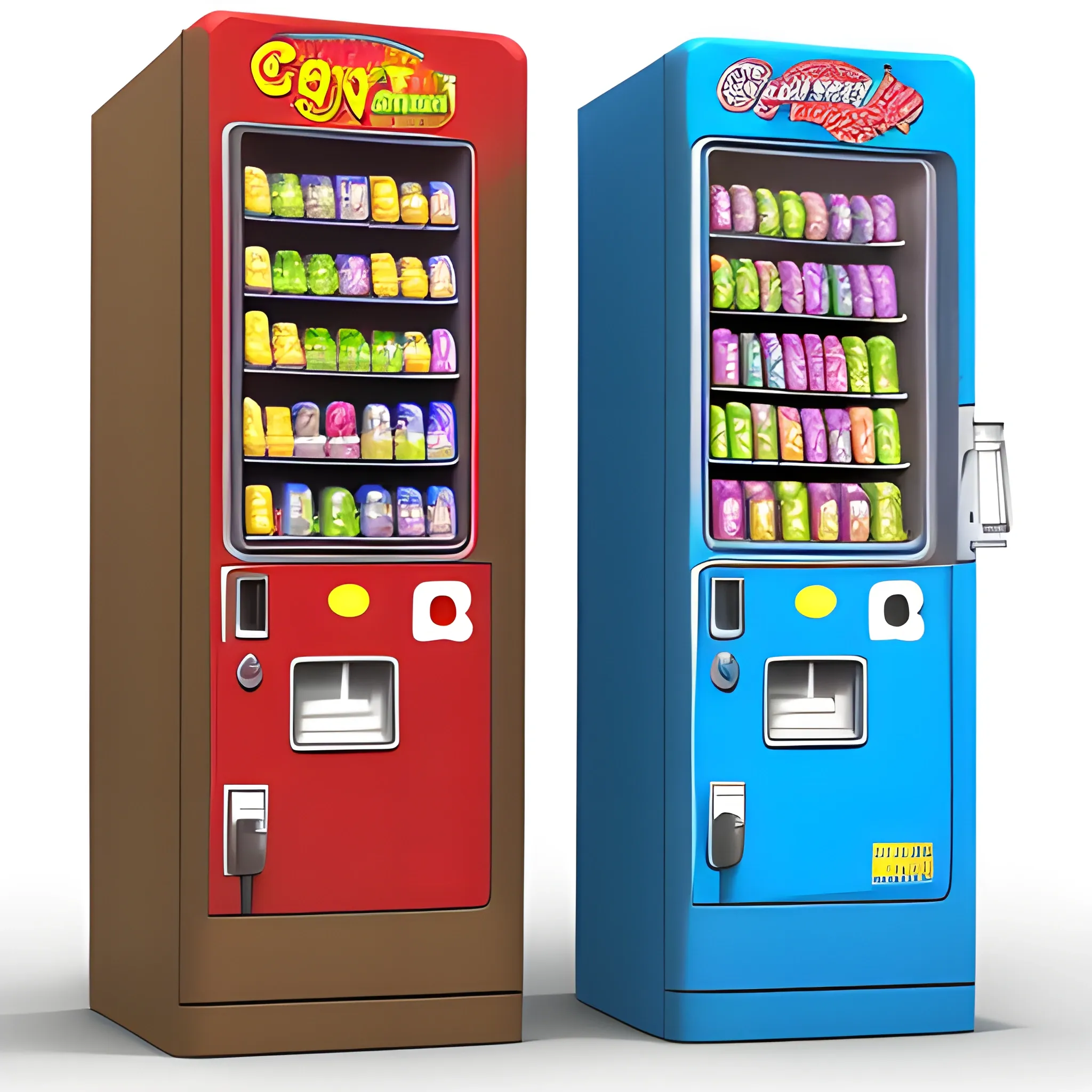 vending machines, Cartoon, 3D, Trippy