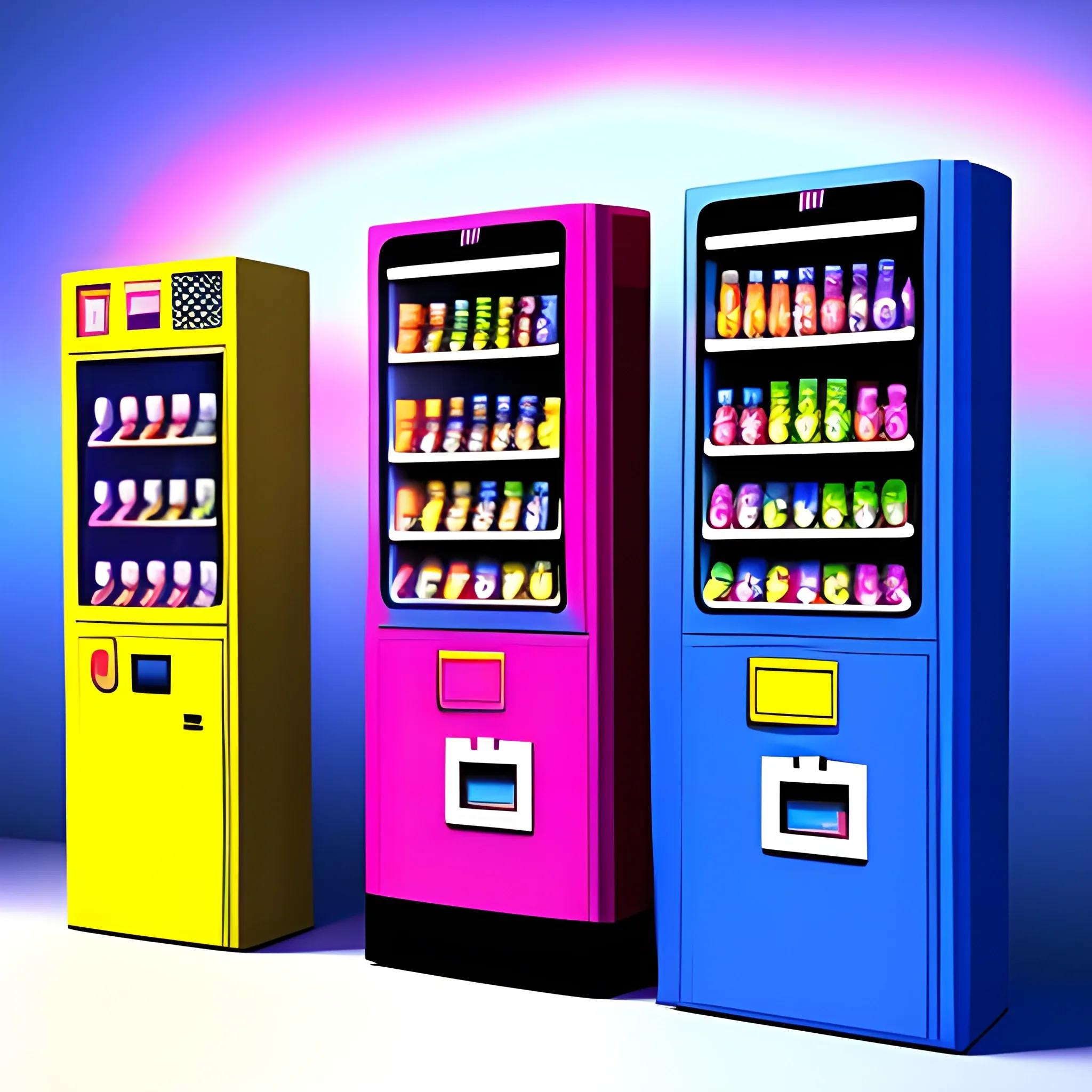 vending machines, Cartoon, 3D, Trippy