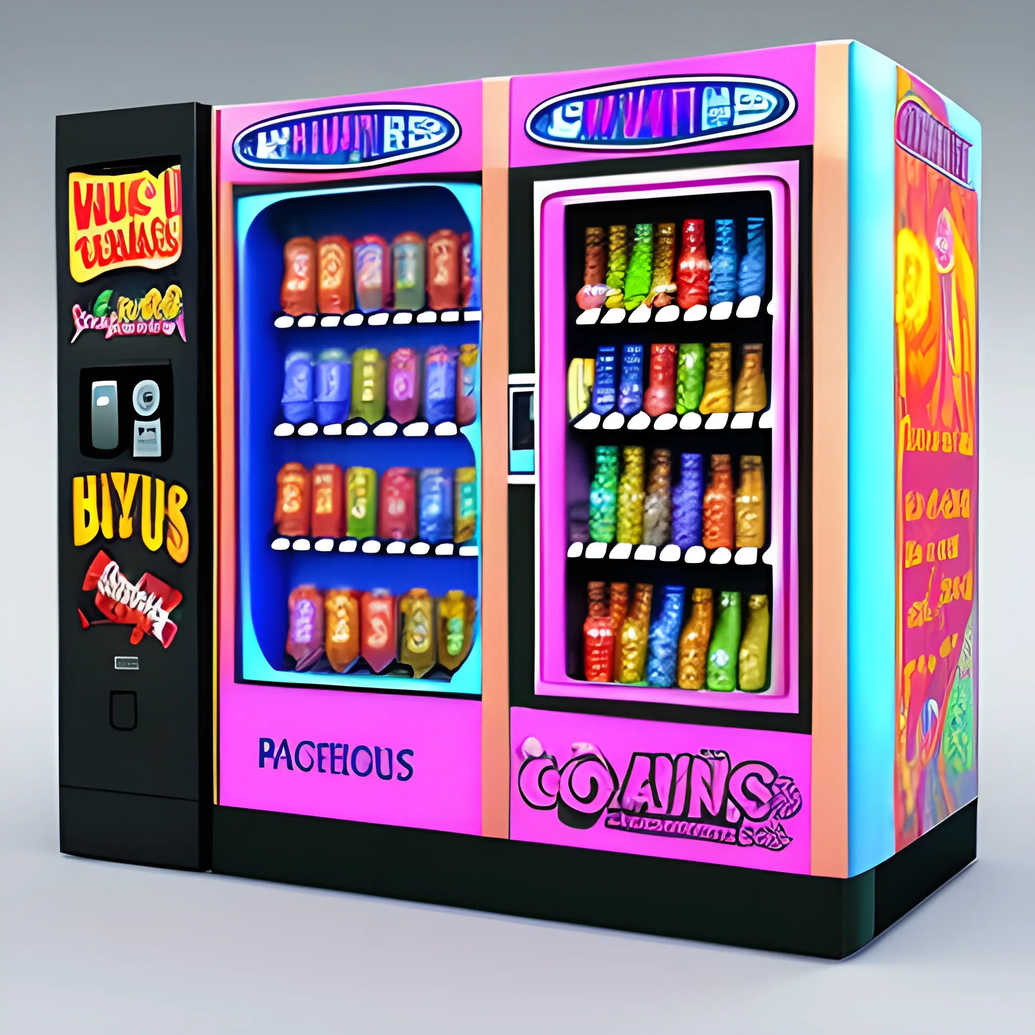 vending machines,, Cartoon, Trippy, 3D, food, sodas