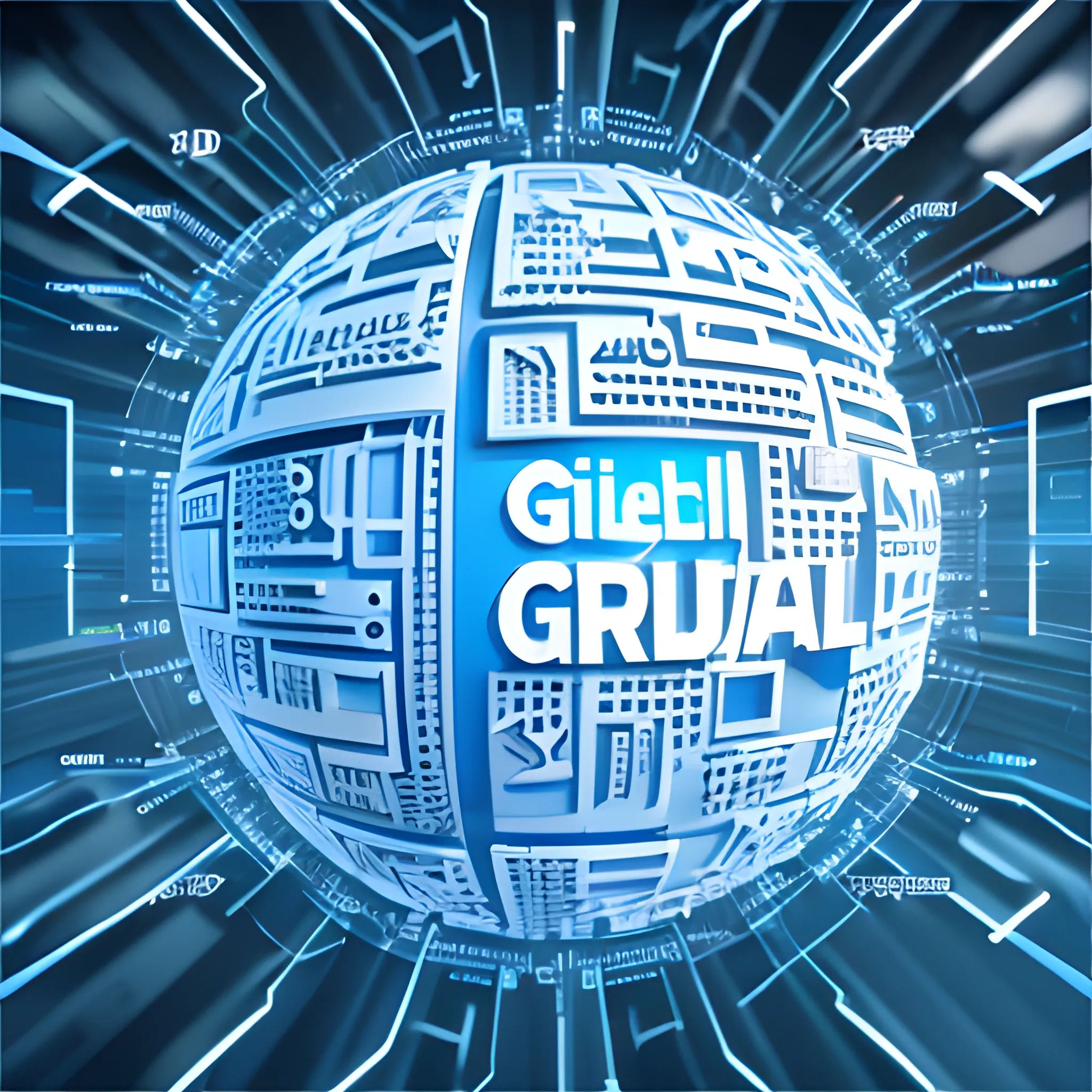 3D IT logo, modern and connected to artificial intelligence, with the writing: "IT Global Infrastructure Gerdau"