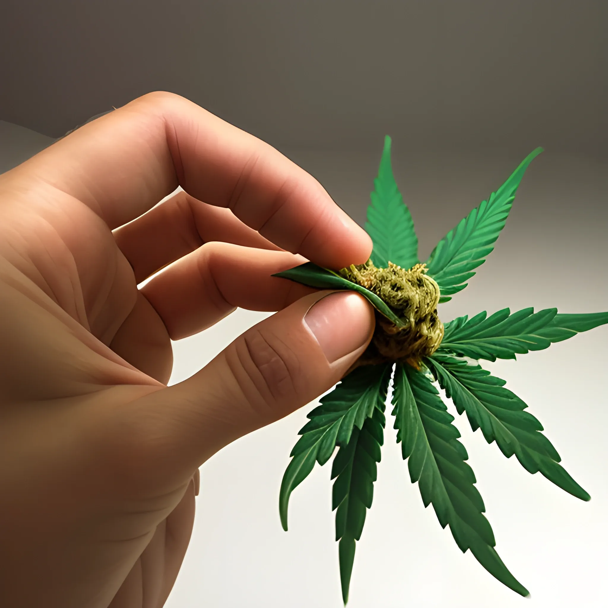 una mano sosteniendo una flor de marihuana
