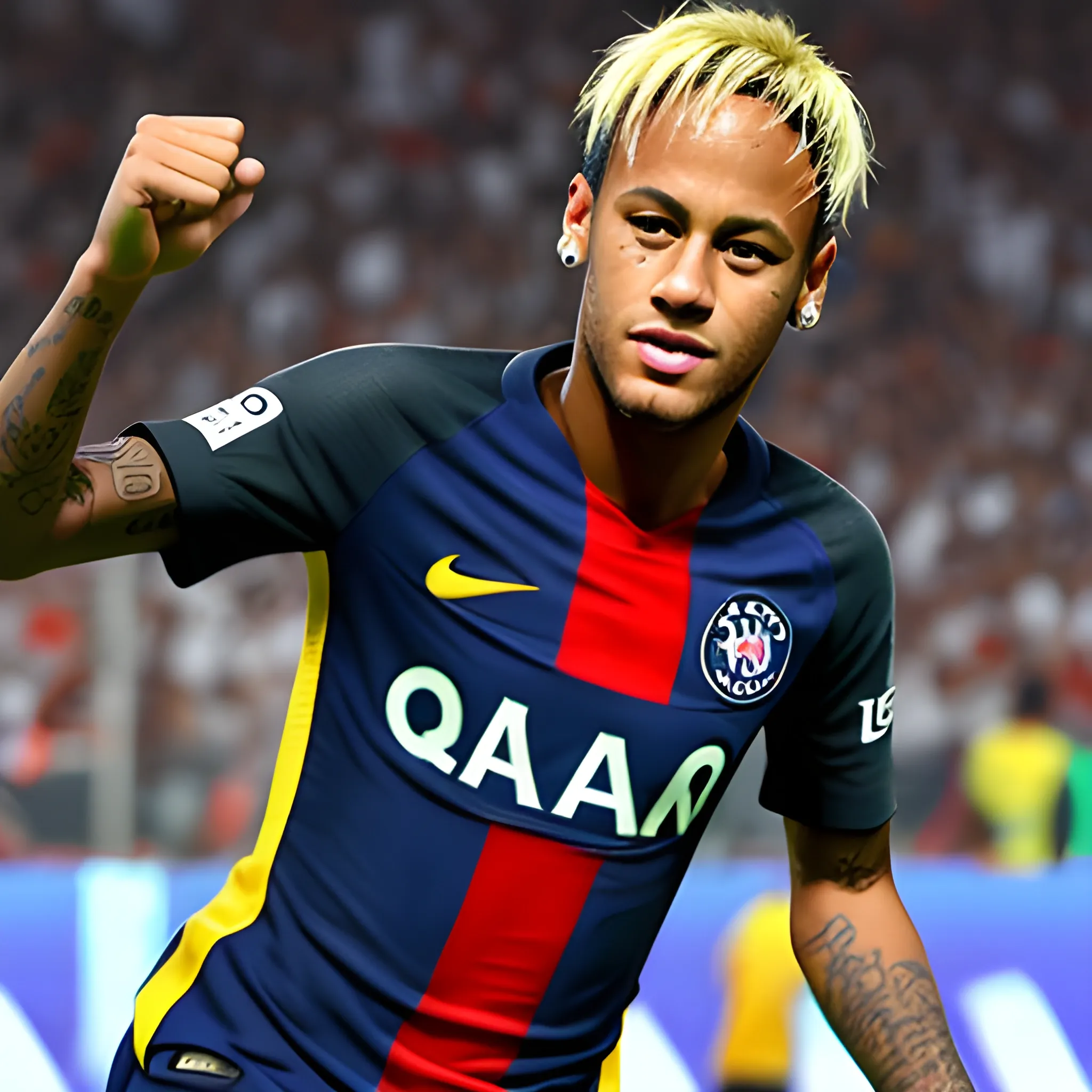 Neymar celebrating a goal wearing a Corinthians football club uniform