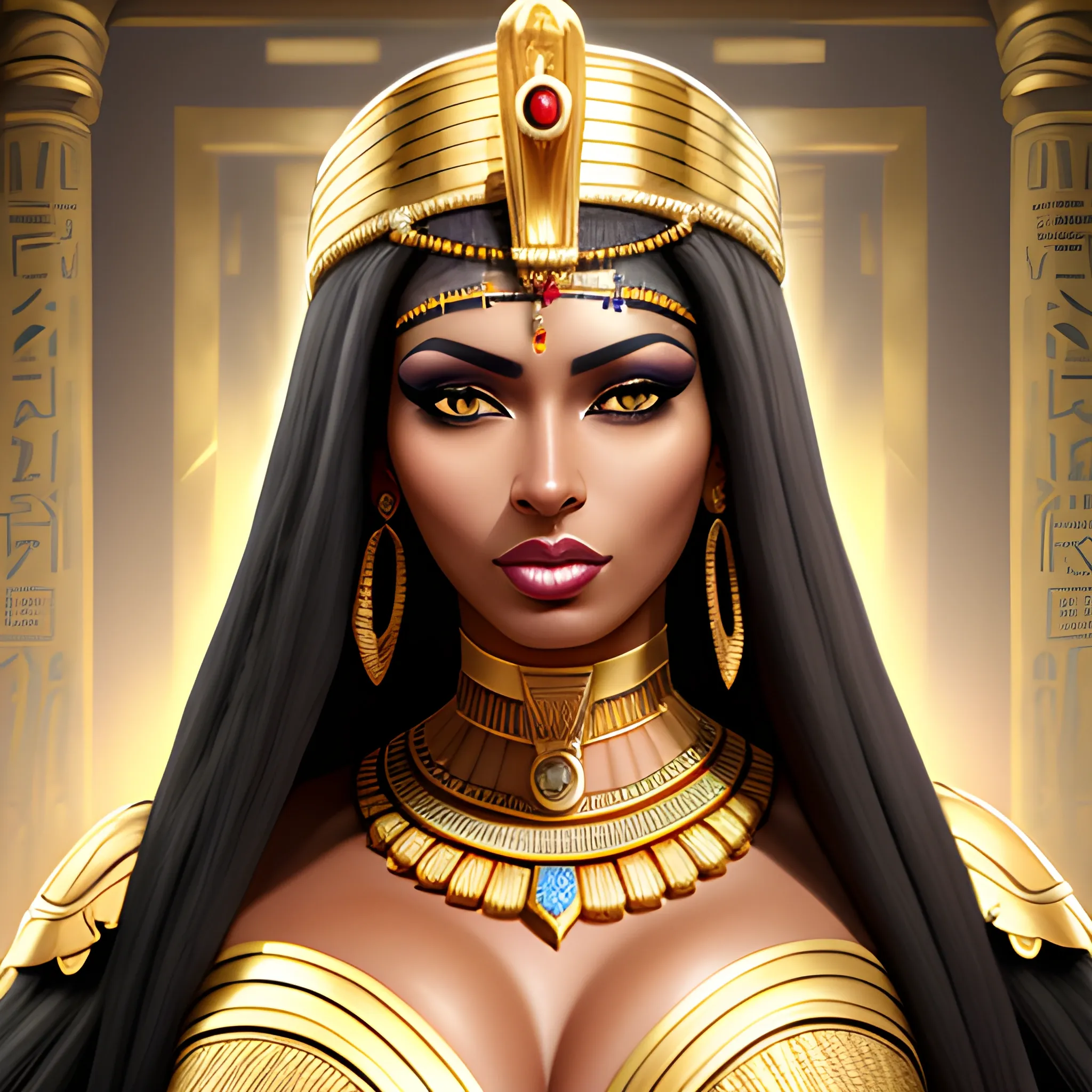 Queen of Egypt, Cleopatra, Egyptian goddess, dark skin, nose cha... -  Arthub.ai