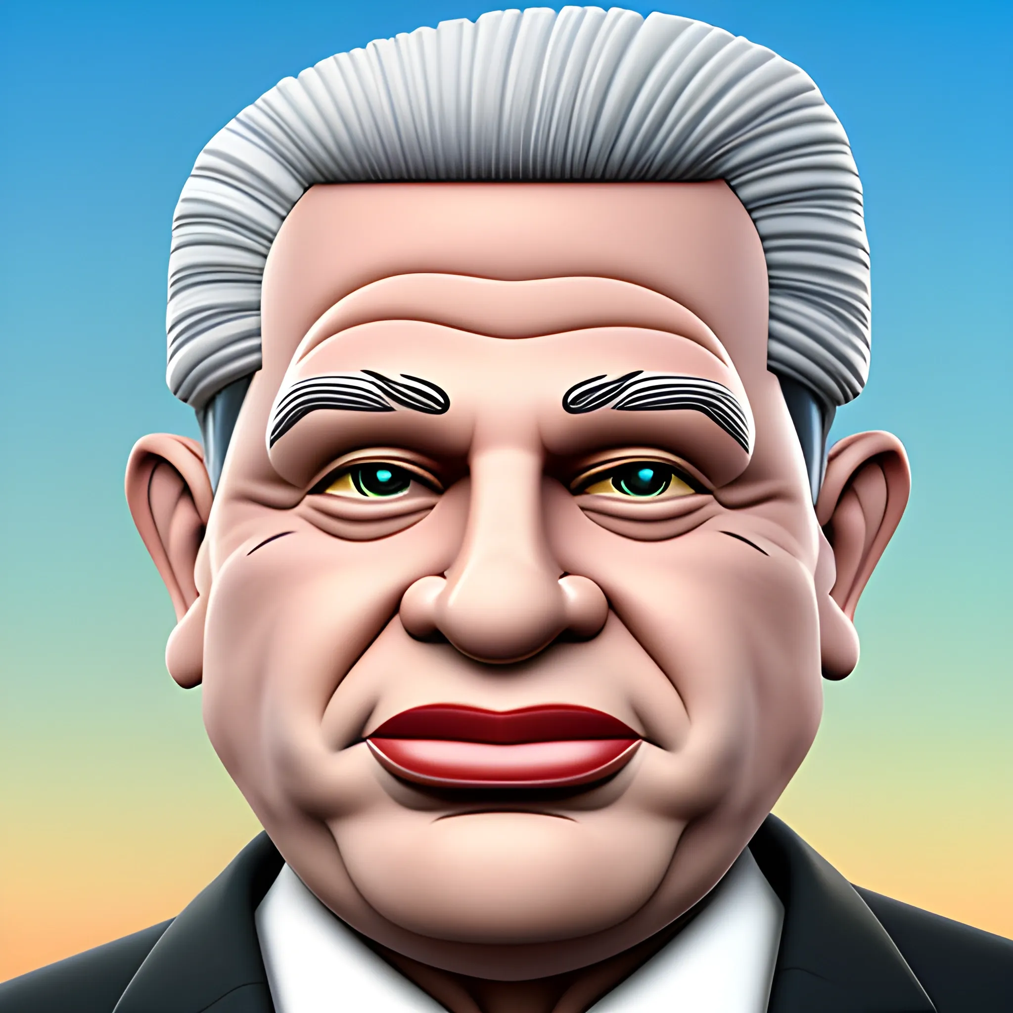 caricature of Miguel Diaz-Canel, president of Cuba, very detailed, 3d, cartoon.