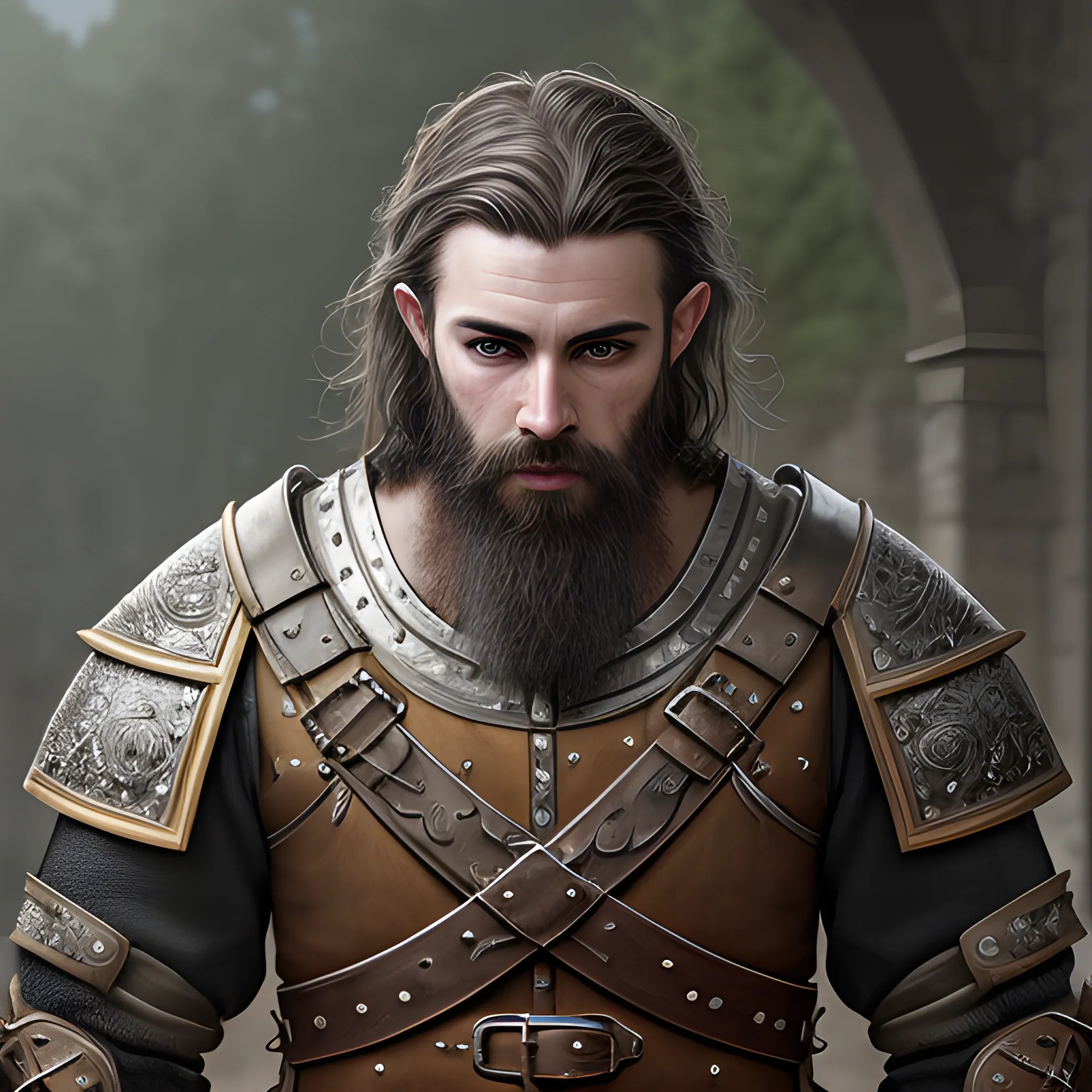 Male, rugged, medieval outfit, hyper detailed background, realis ...