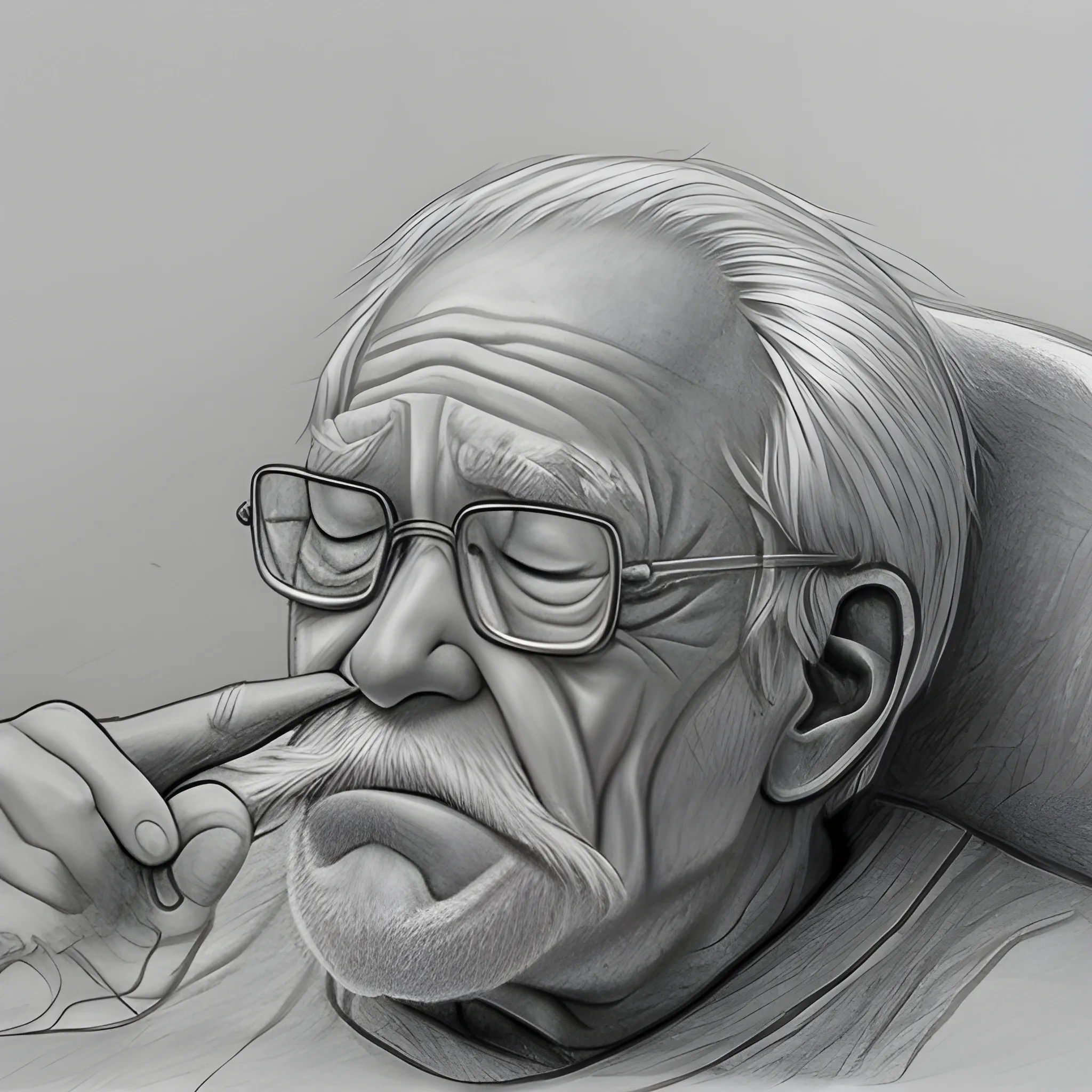 Old man snorrin coke , Pencil Sketch