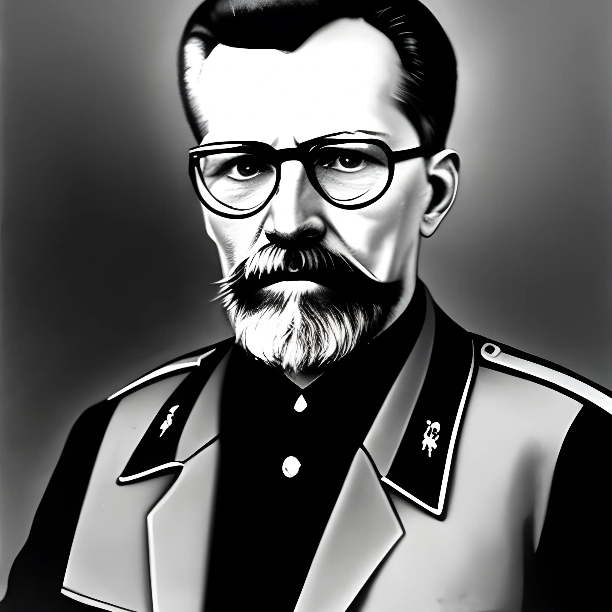 Levon Trotski soviet leader, revolutionary figher, political figure, photography, historical, with glasses and black jacket