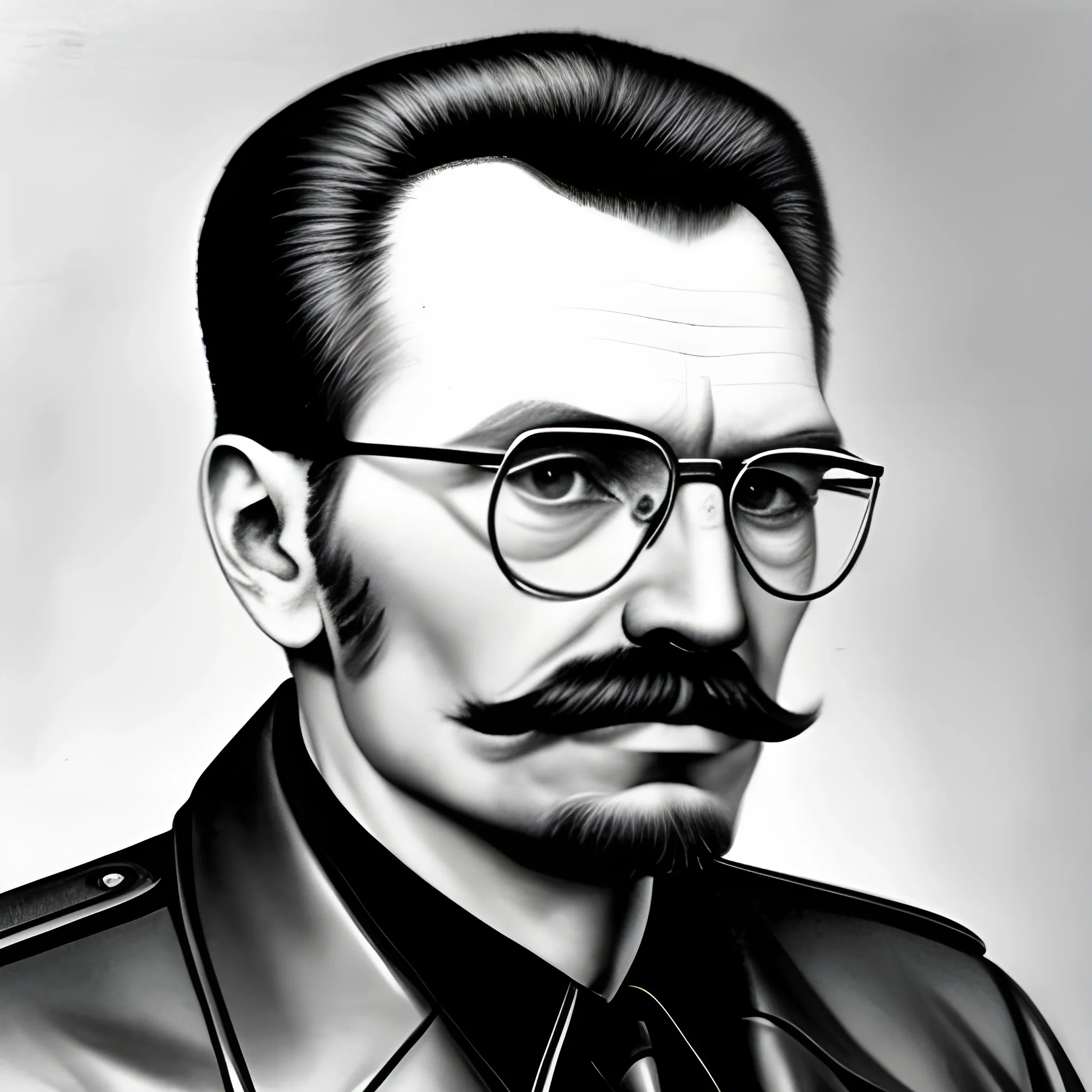 Levon Trotski soviet leader, revolutionary figher, political figure, photography, historical, with glasses and black leather jacket without tie, rounded face, 
intellectual resemblance, no wrinkles on the forehead, and without a beard