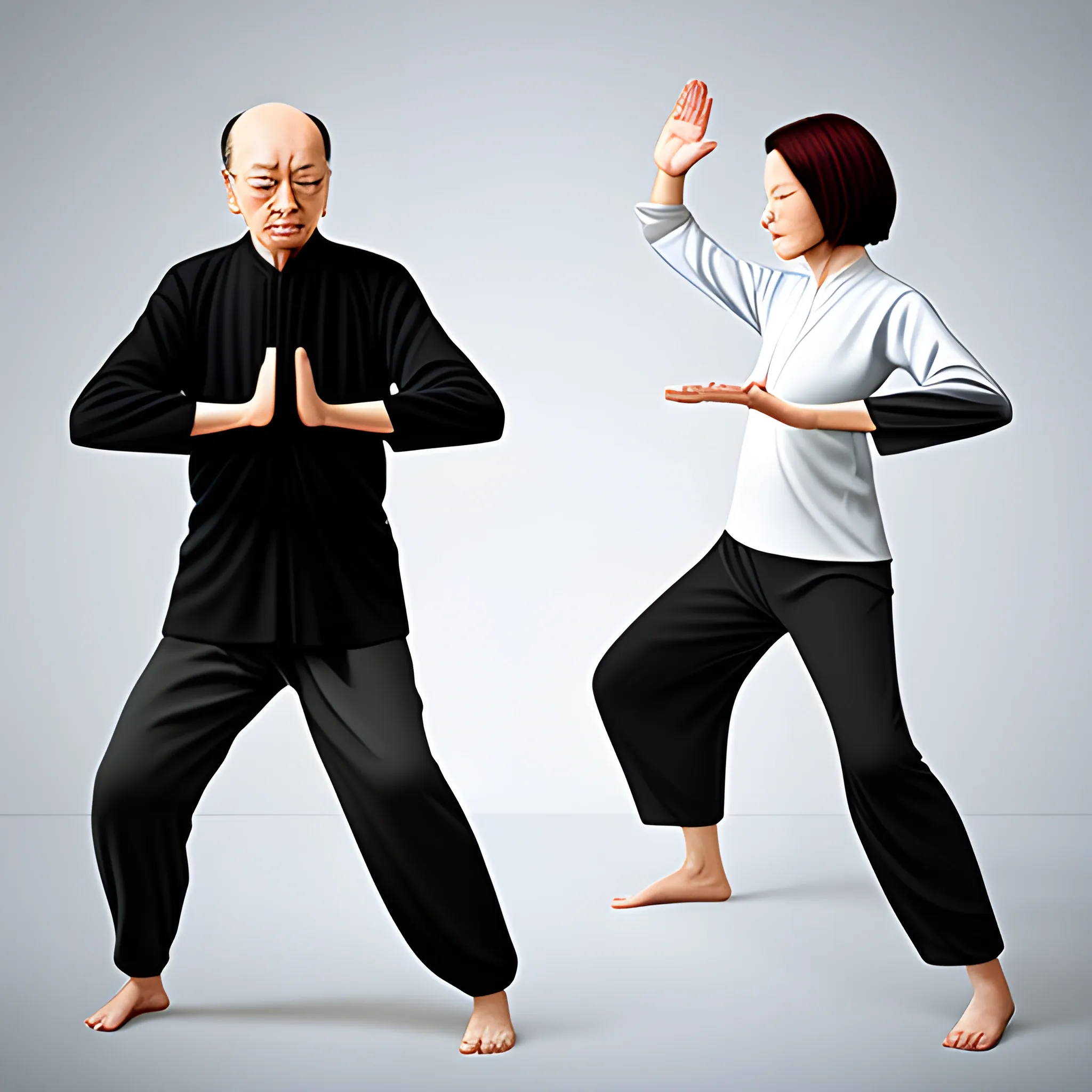 People doing Qi Gong with realistic design