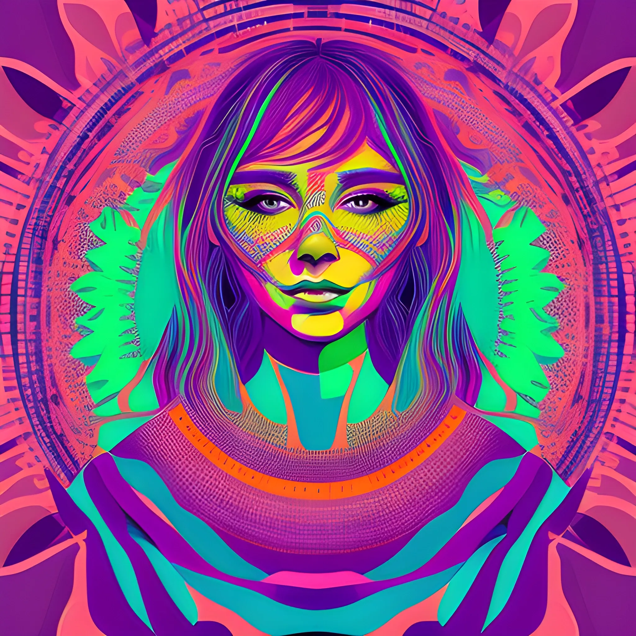Beautiful woman portrait, digital vector art pay, messy and fun, Trippy, 