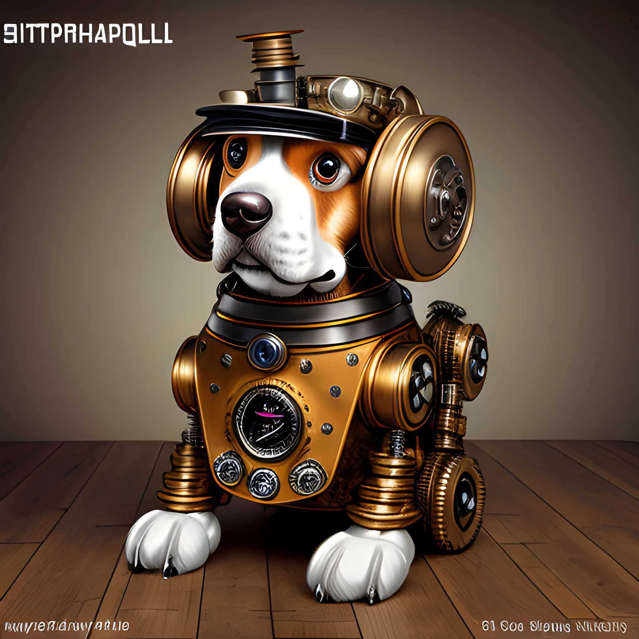 robot snoopy, steampunk,  fur,  intricate detail, hyper realistic, beagle