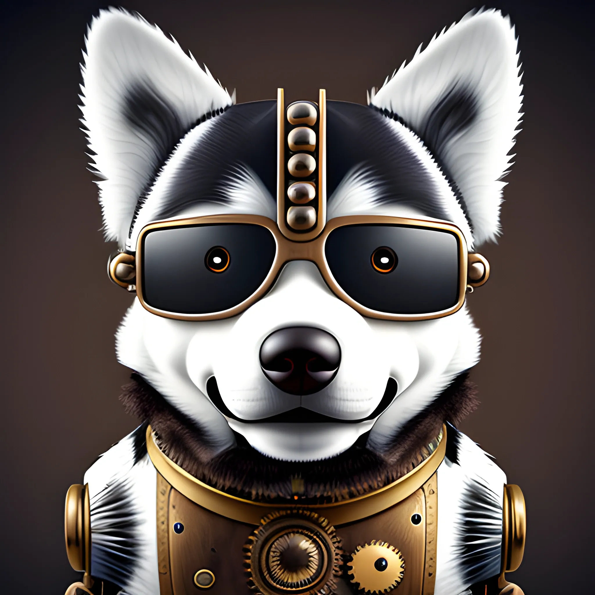 robot snoopy, steampunk,  fur,  intricate detail, hyper realistic, husky