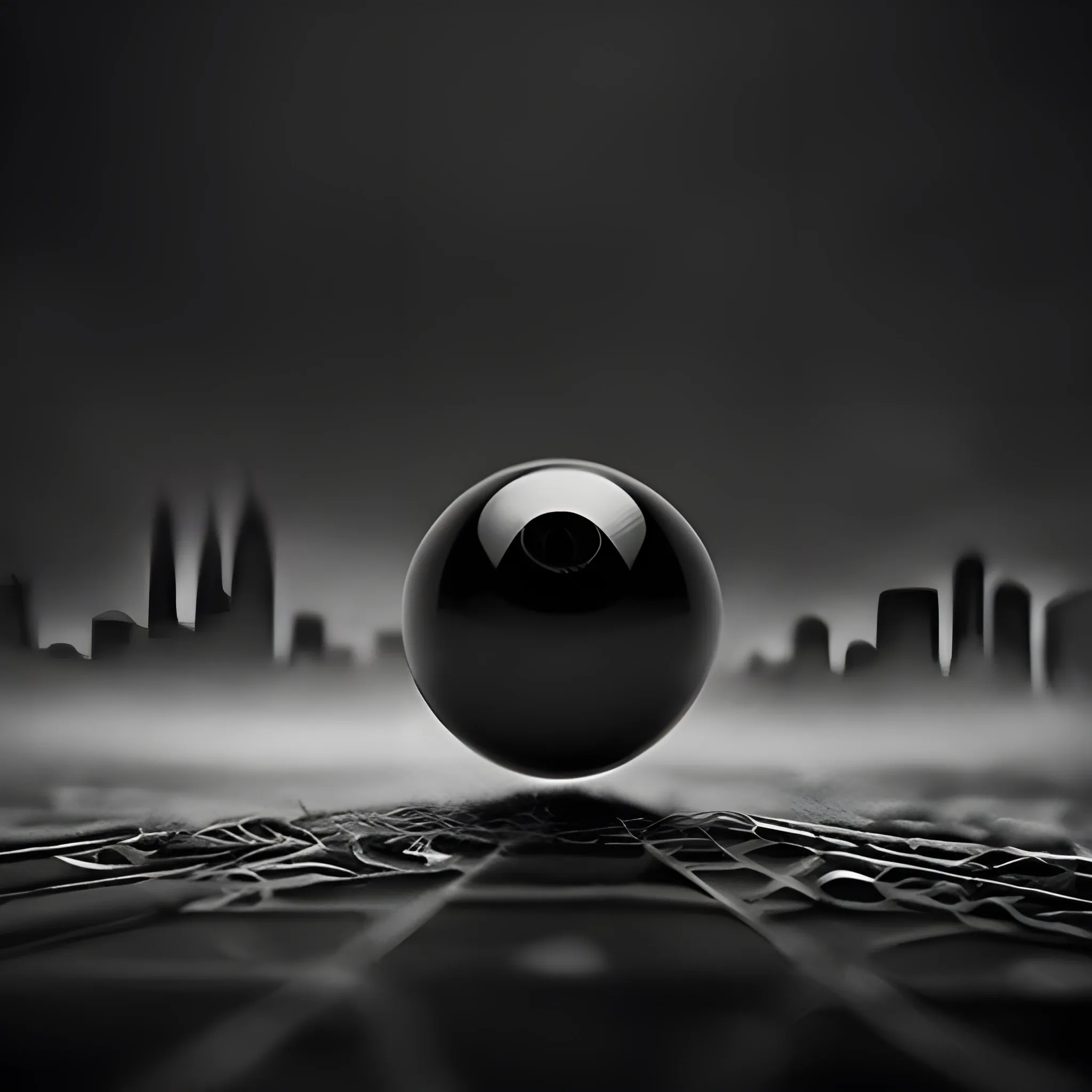 "rfktrstyle, A mesmerizing and ultra-realistic close-up photograph capturing the eerie image of a spider gracefully traversing a sinister, dystopian cityscape reflected in a haunting eyeball. The lighting sets a mysterious and foreboding mood, enhancing the surreal atmosphere.