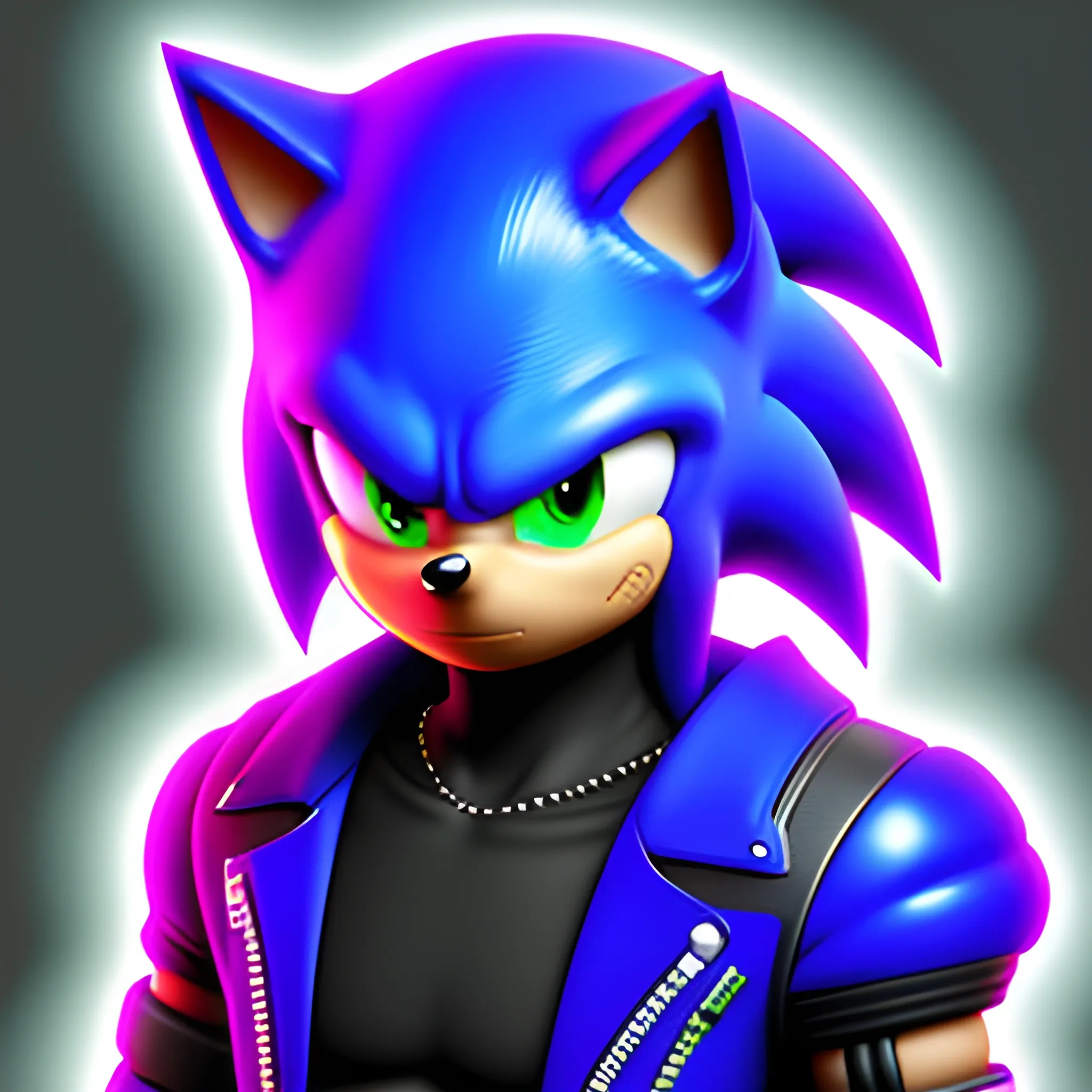 Cyberpunk style Sonic avatar, digital style, high quality