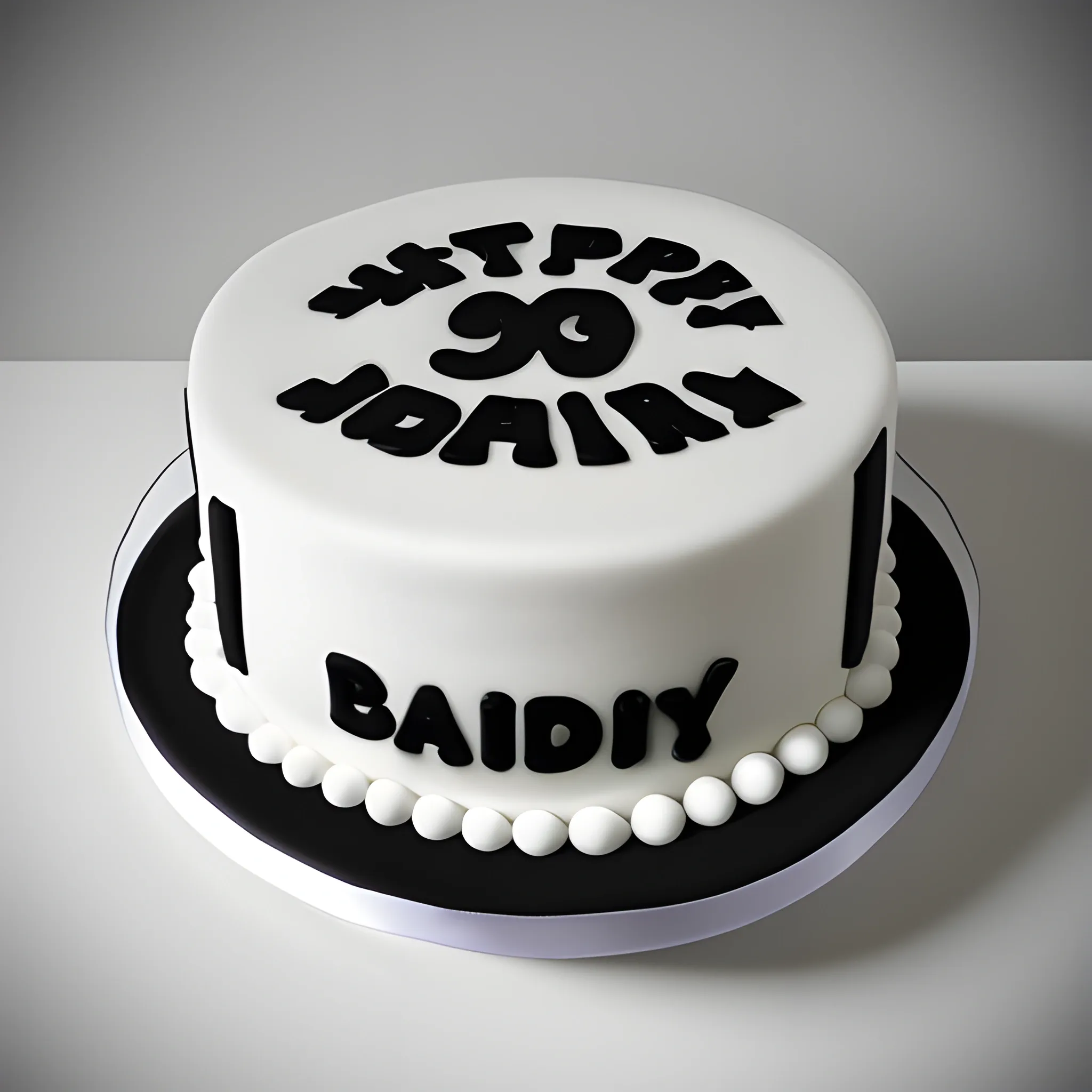 logo cake art white and black 