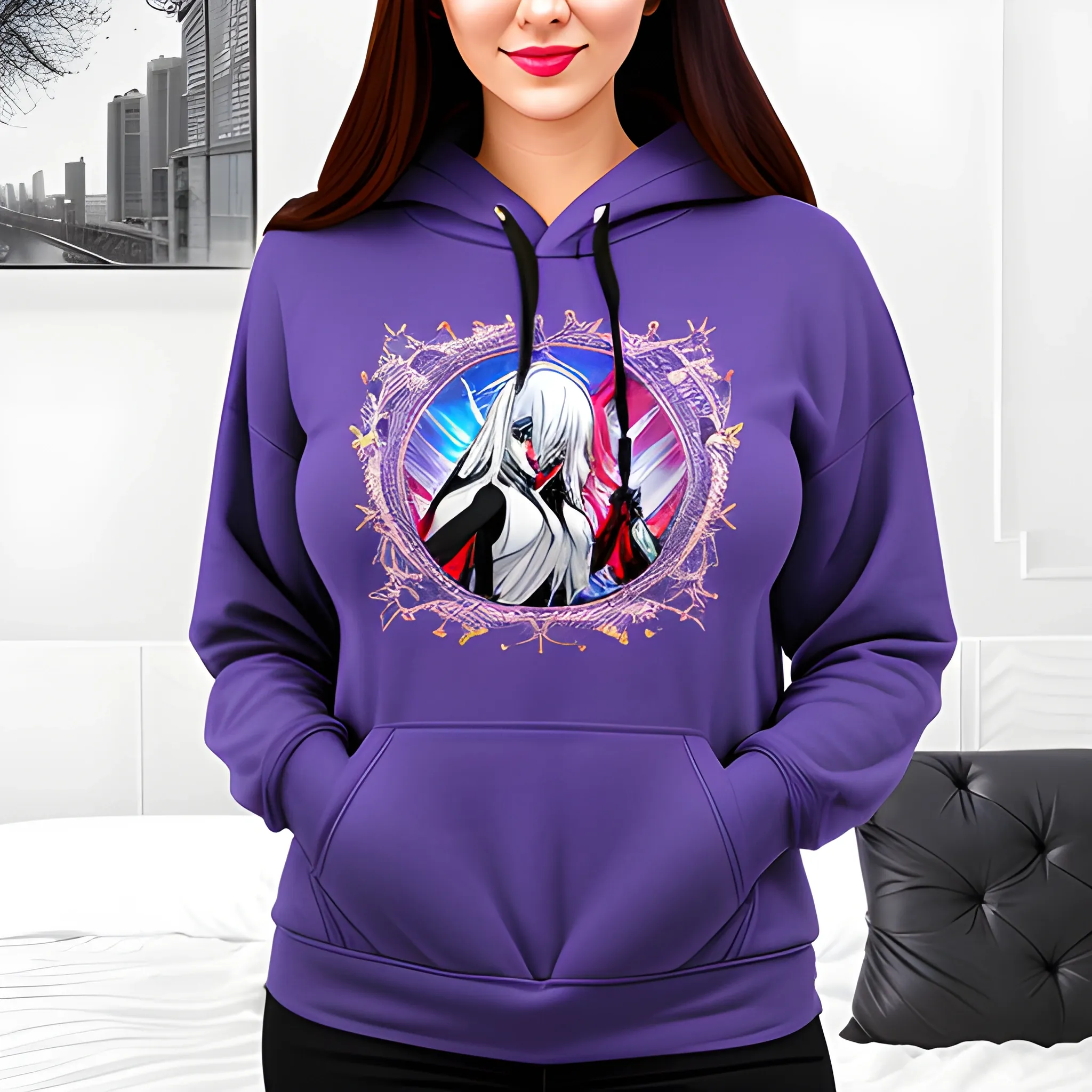 Girl in big on sale hoodie