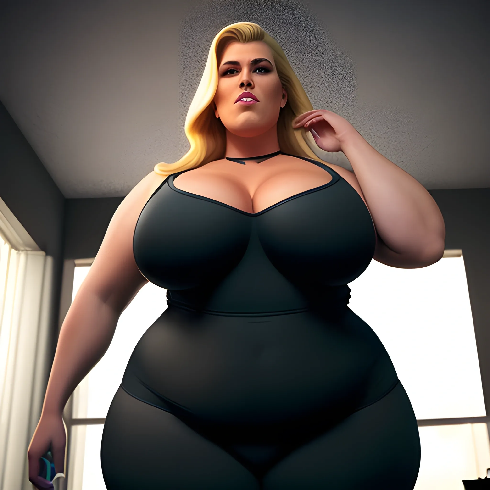 Big booty Latina, big boobs, swimsuit, realistic, tight 