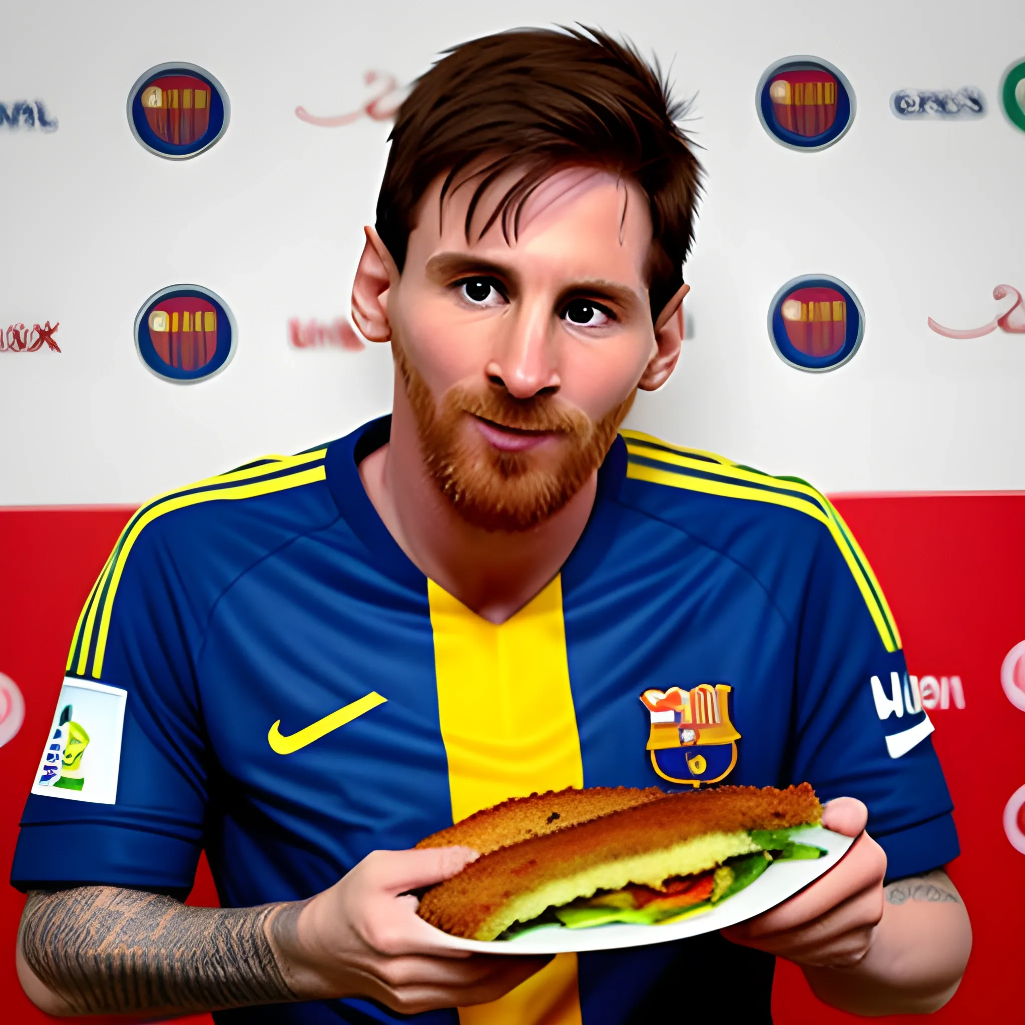 Messi eating milanesa - Arthub.ai