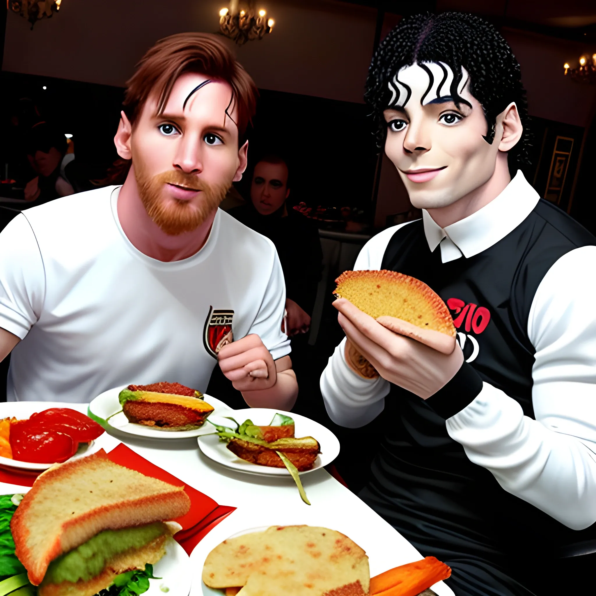 Messi eating milanesa with michael jackson