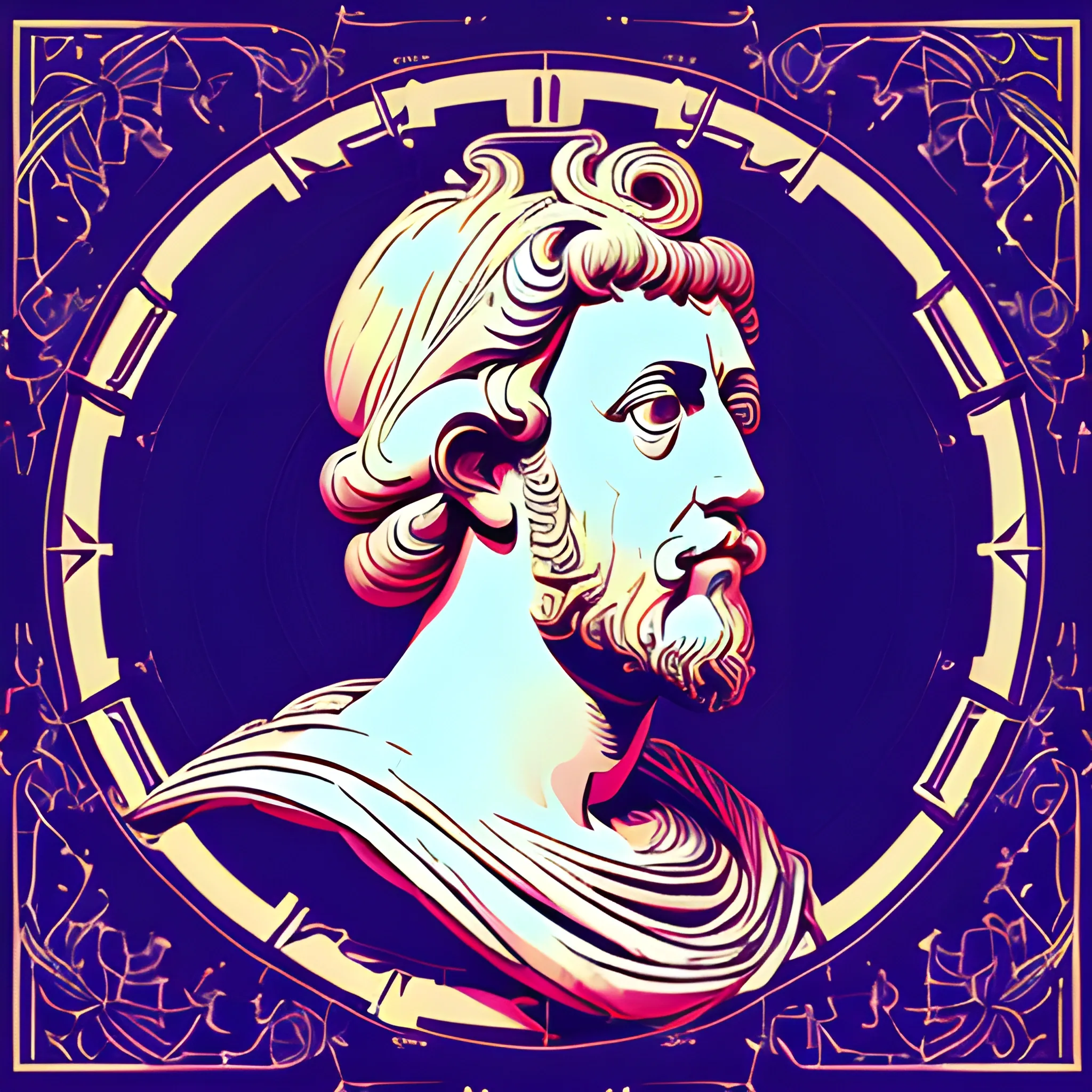 dreamlikeart Marcus Aurelius, vector graphic, 8k, in the style of leonardo davinci, vibrant airy scenes --ar 9:16 --s 750 --v 5.2