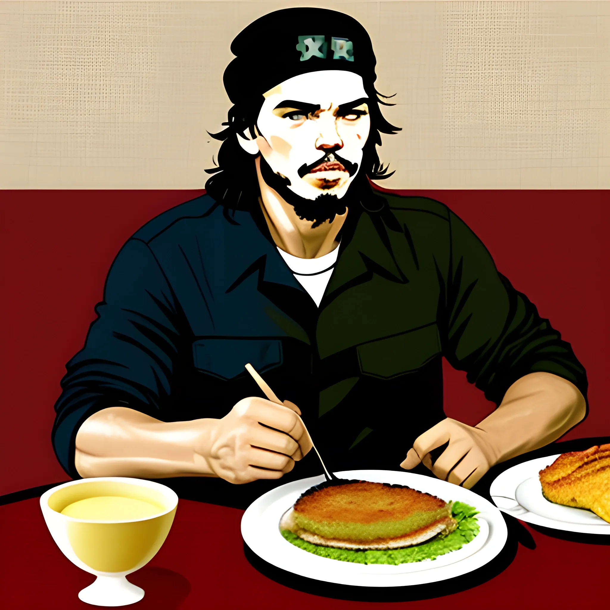 Che Guevara comiendo milanesa