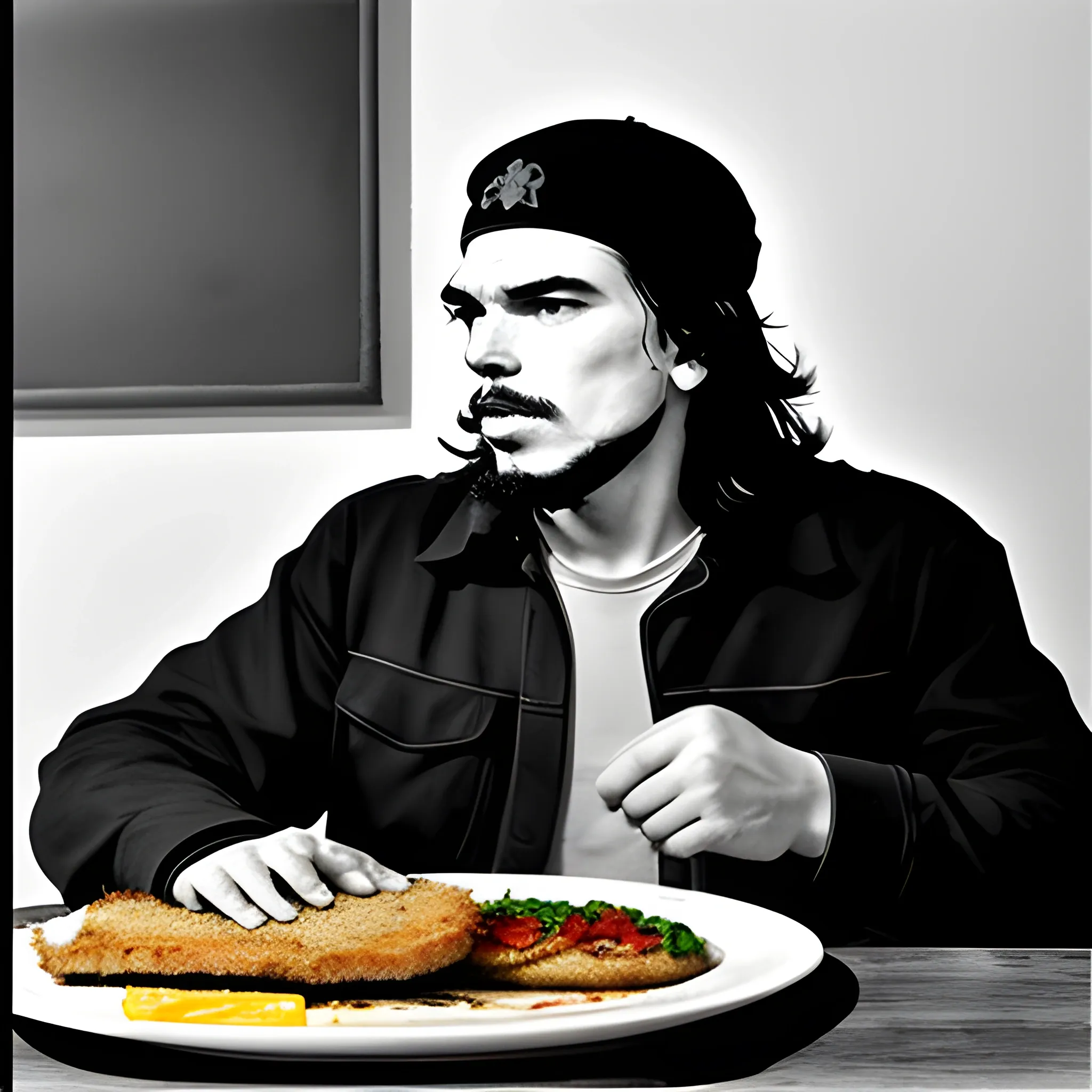 Che Guevara comiendo milanesa