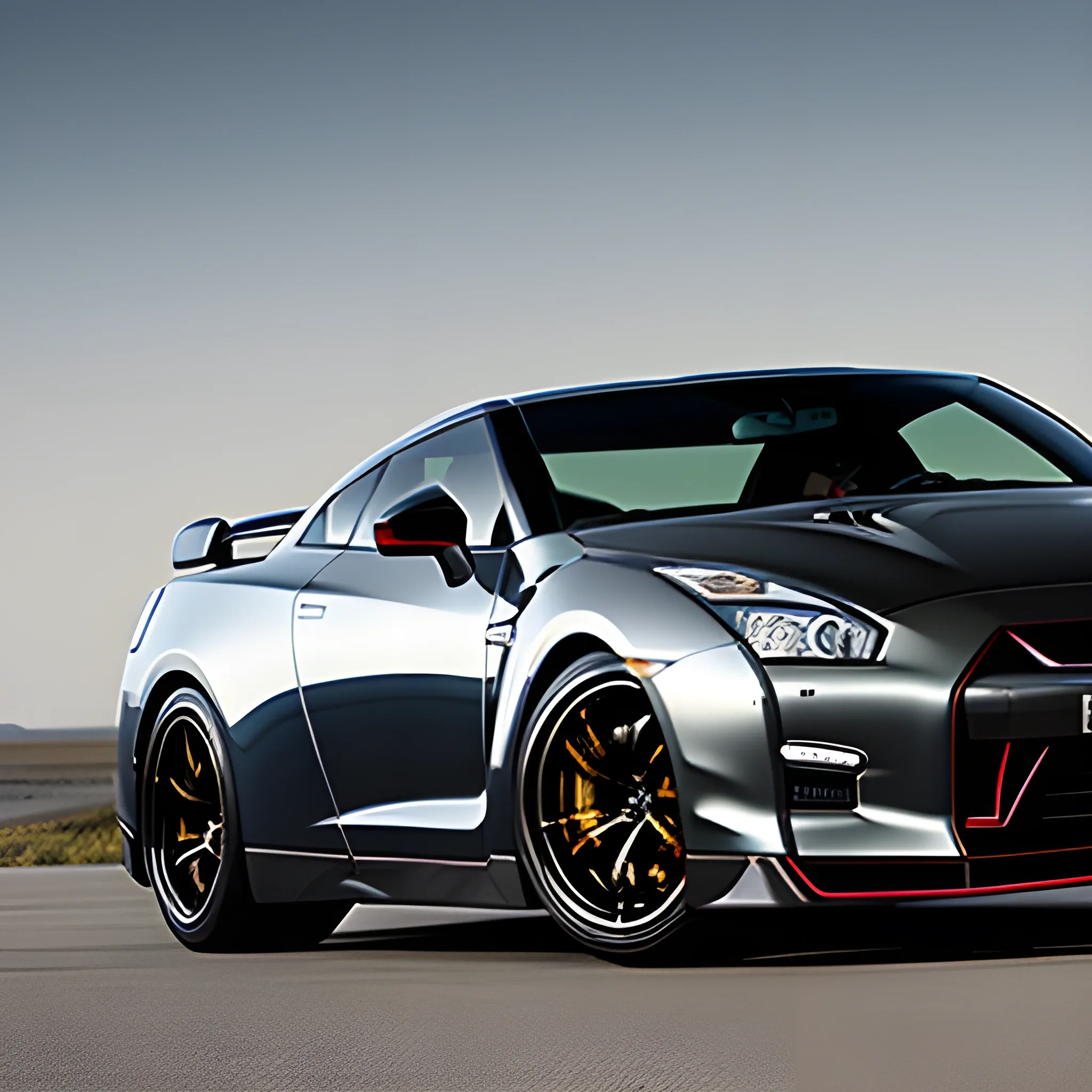 a skull driving Nissan GT-R