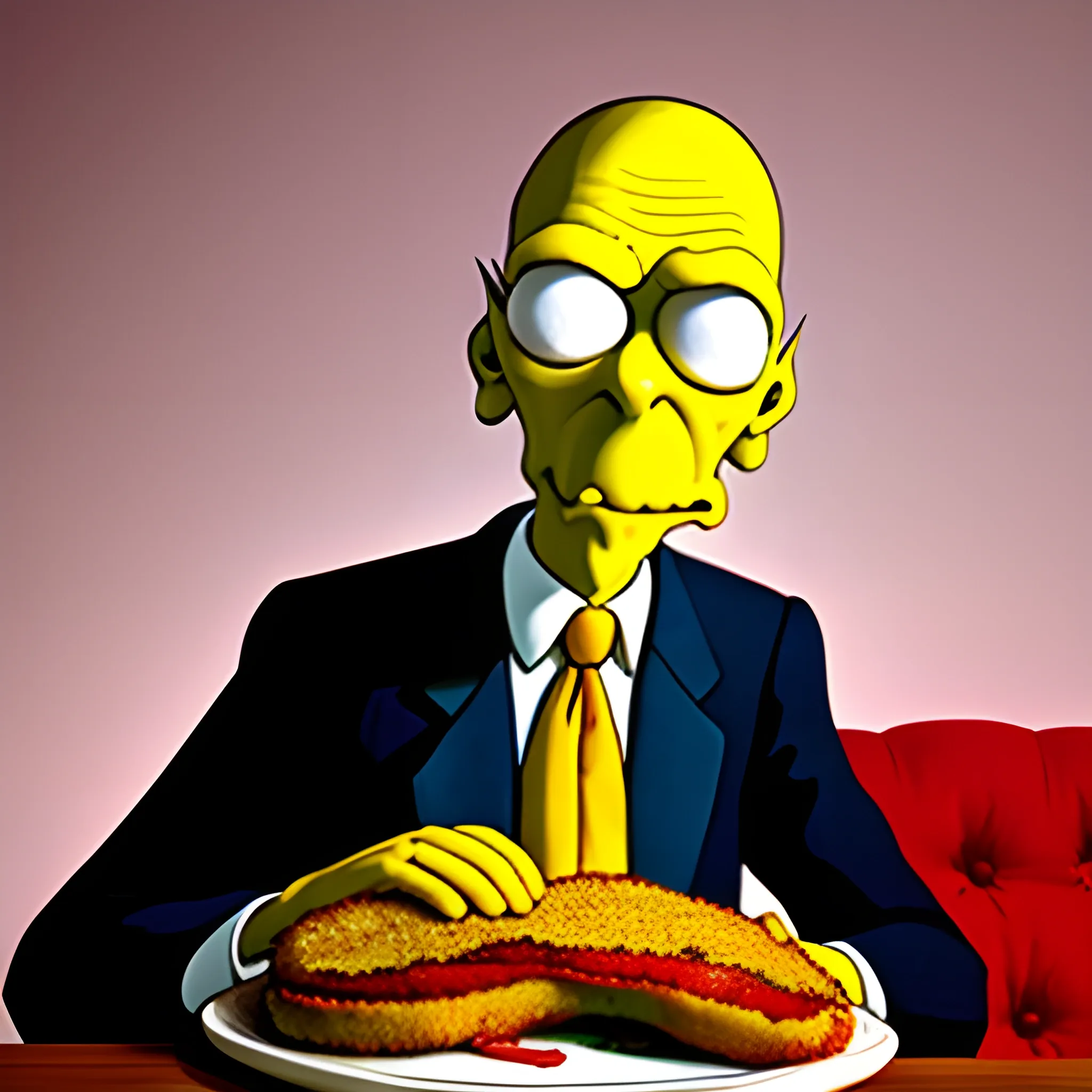 MR BURNS COMIENDO MILANESA