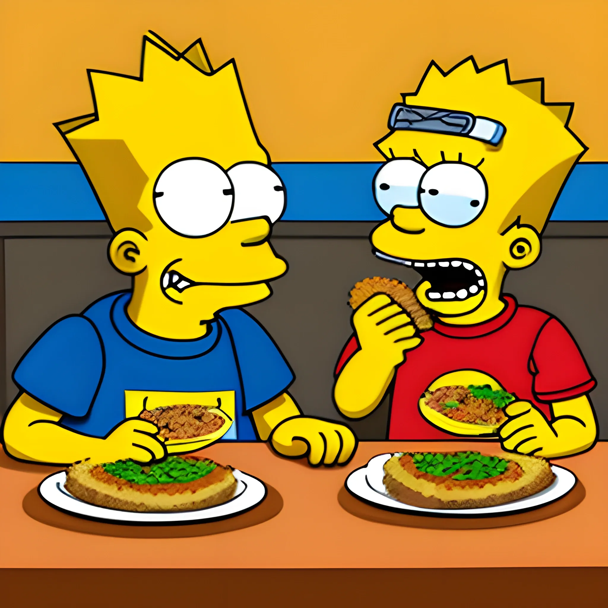  BART SIMPSON AND MILLHOUSE EATING MILANESA