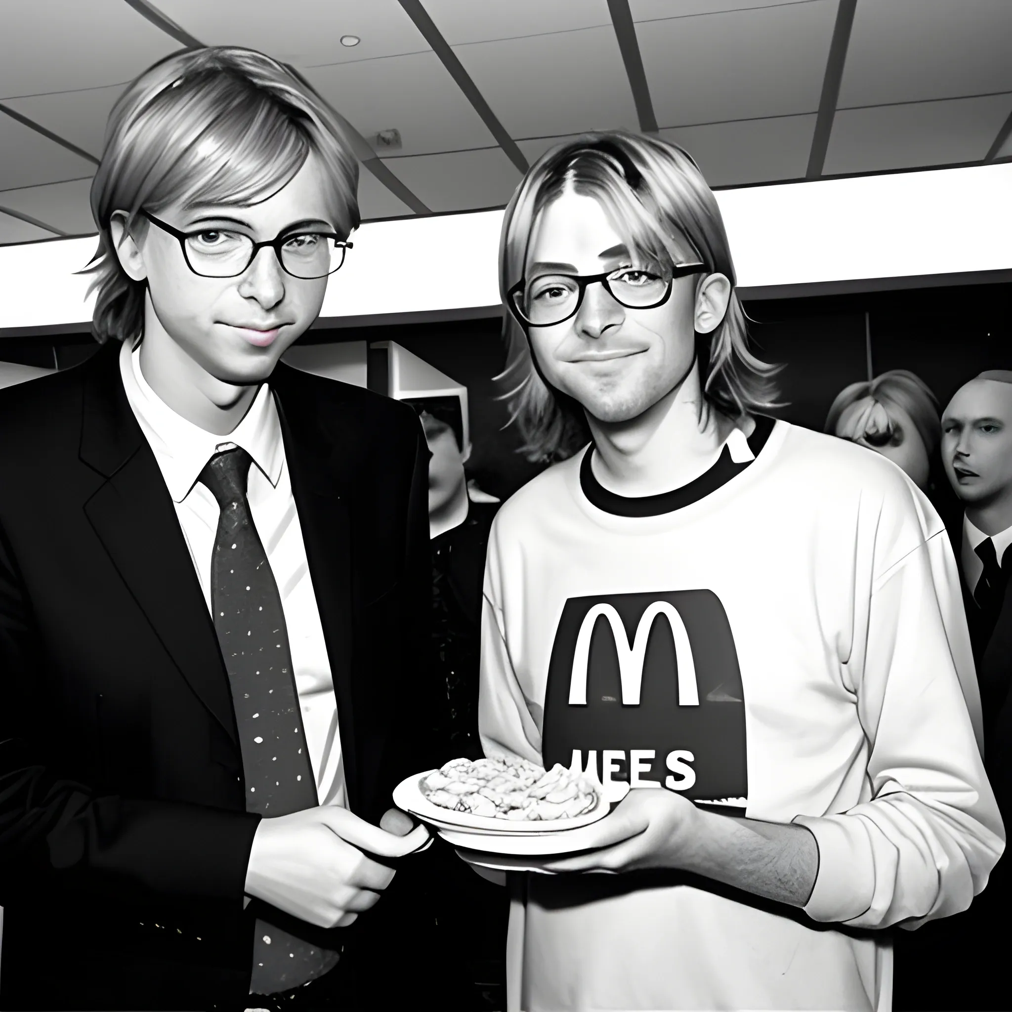 bill gates with kurt cobain eating mcdonalds