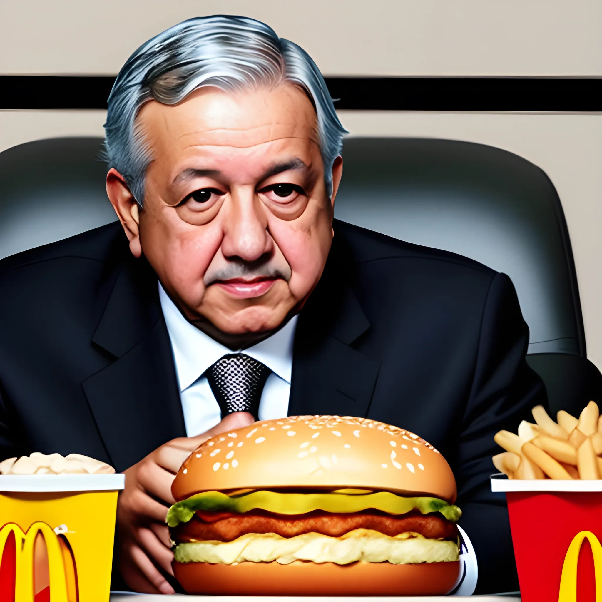 Andrés Manuel López Obrador presidente eating mcdonalds