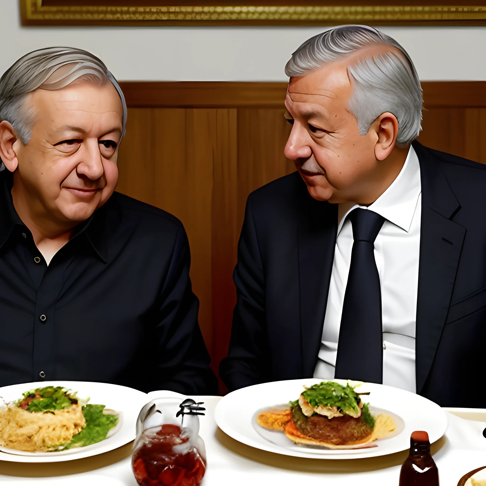 Andrés Manuel López Obrador presidente eating with messi