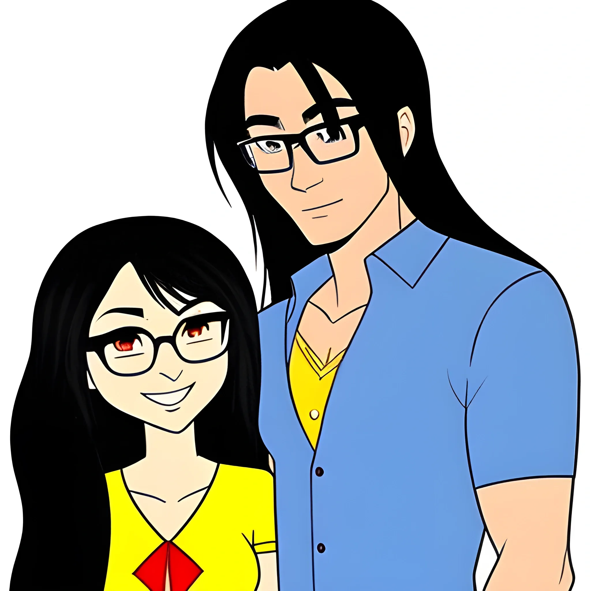 Can you imagine a white girl with glasses and a Filipino guy with long hair. They are in love, Cartoon