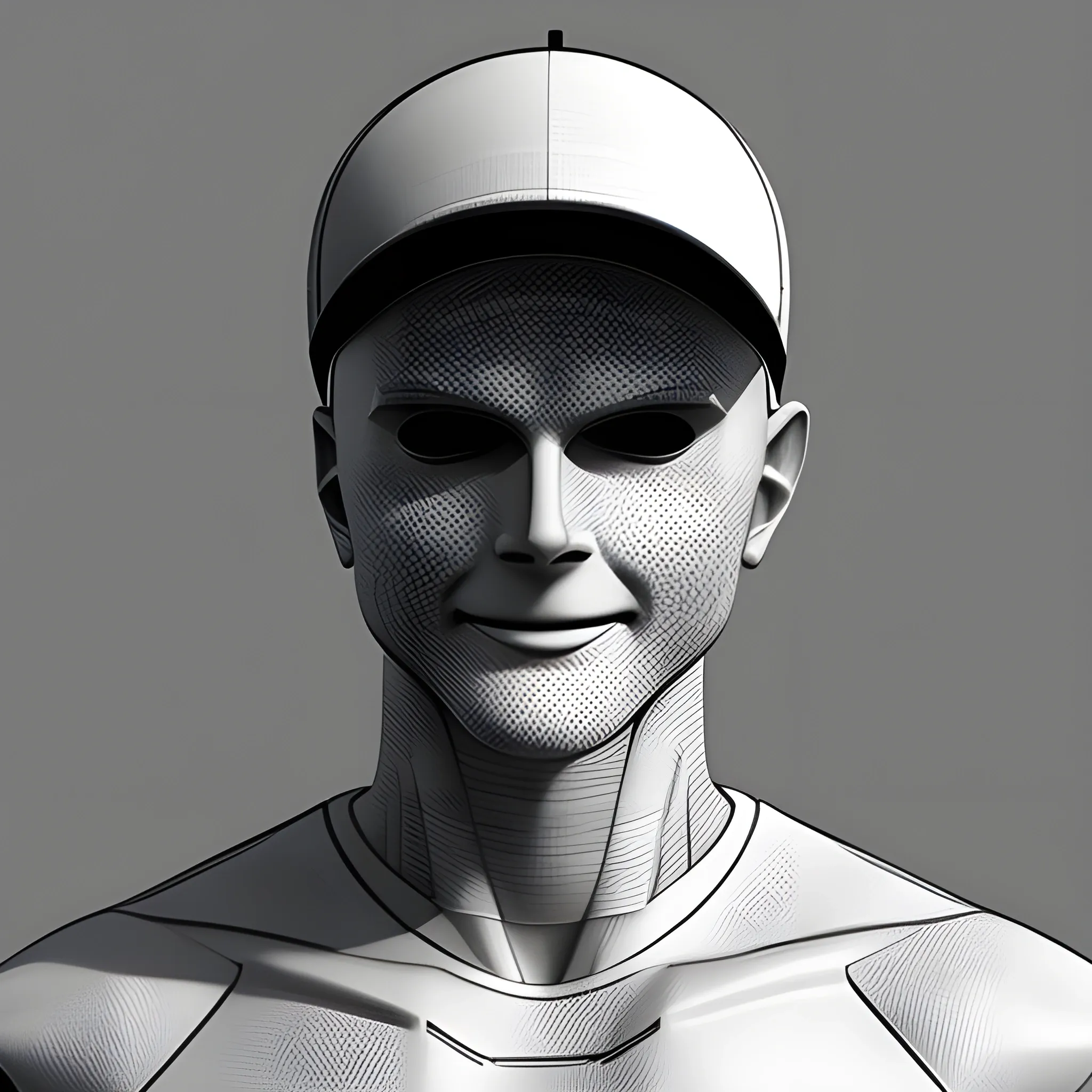 Madness Combat Deimos wearing a tennis hat looking happy, 3D, Pencil Sketch, Cartoon