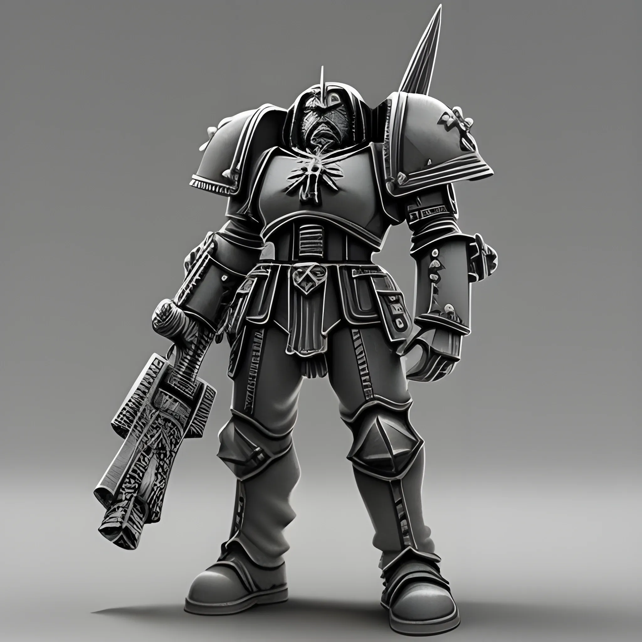 Warhammer 40k Kriegsman, Pencil Sketch, 3D