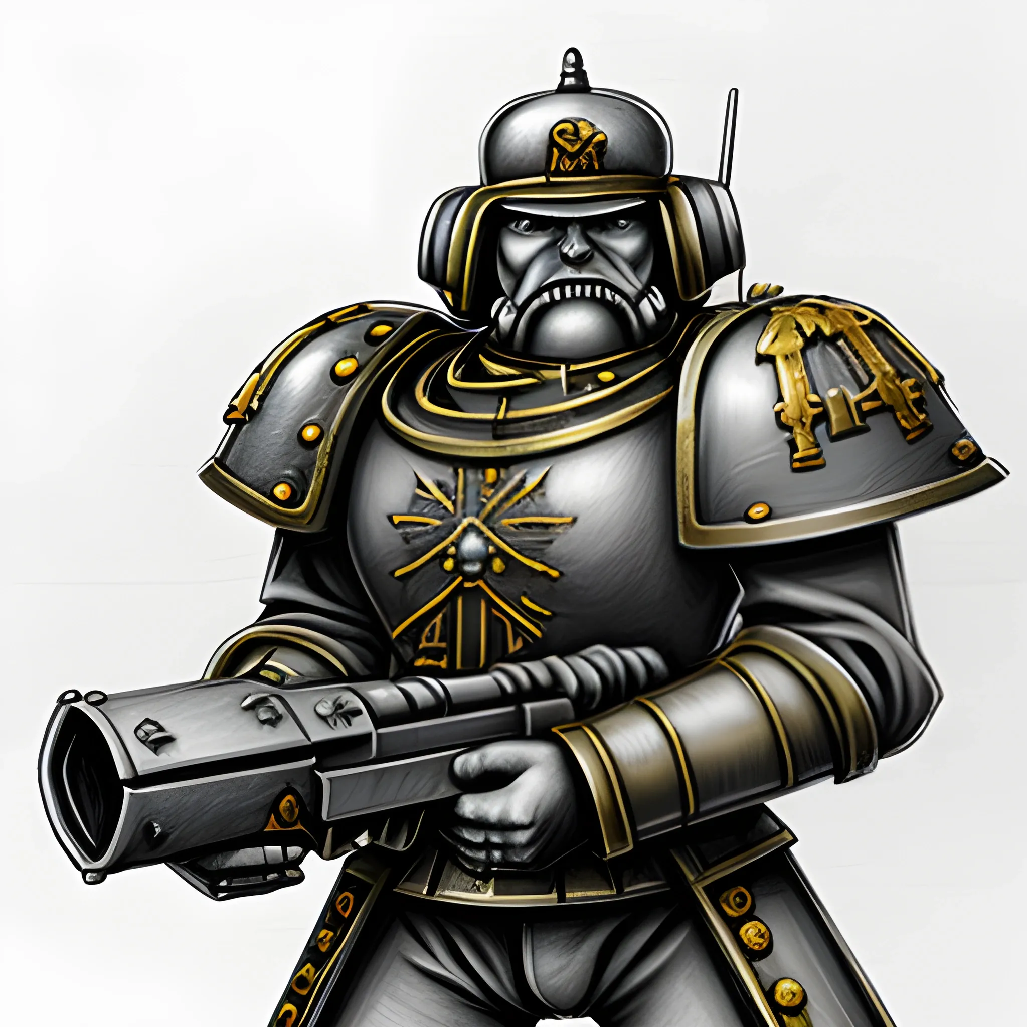 Warhammer 40k imperium of man guardsman grunt, Pencil Sketch, 3D