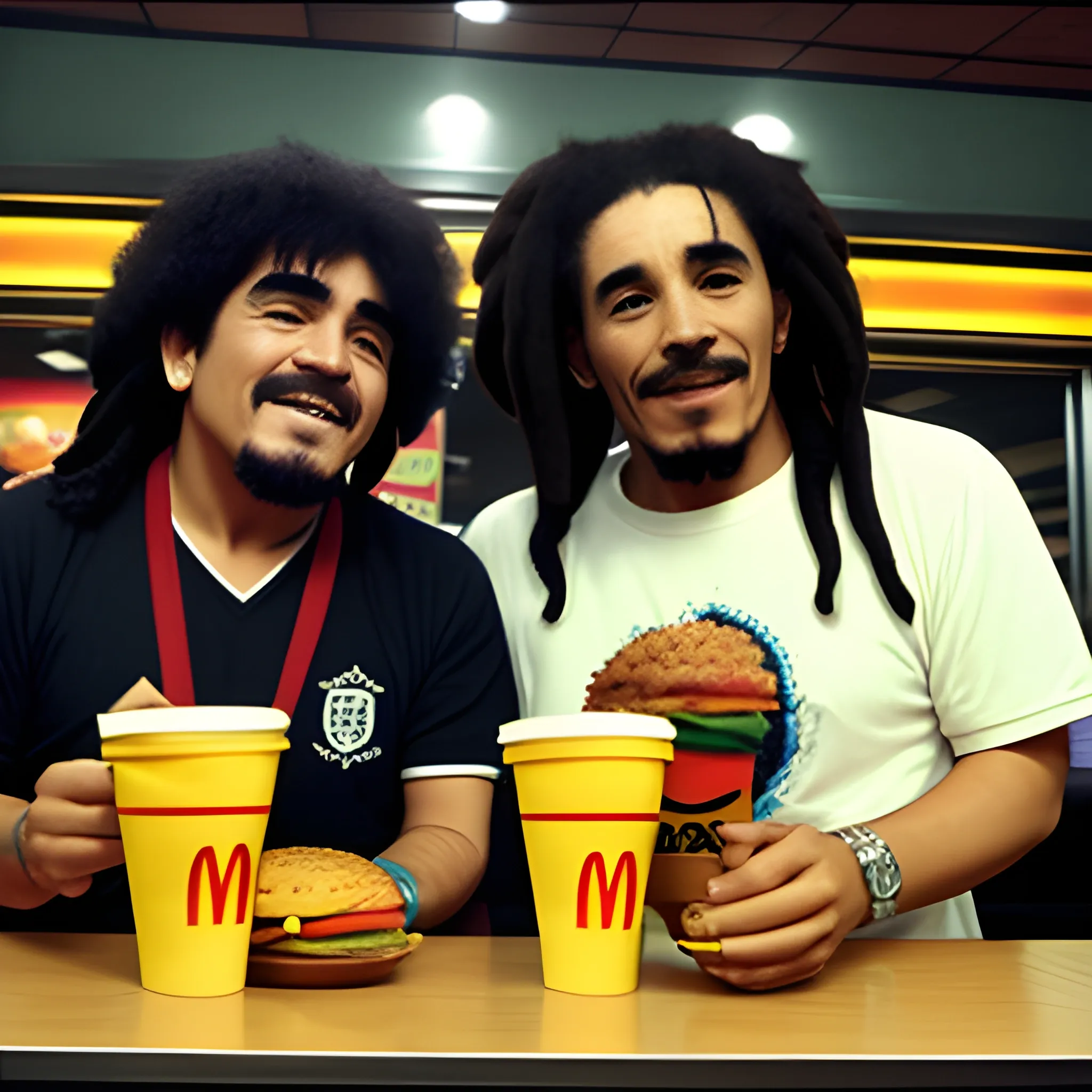  Diego Maradona y Bob Marley comiendo en McDonald's 