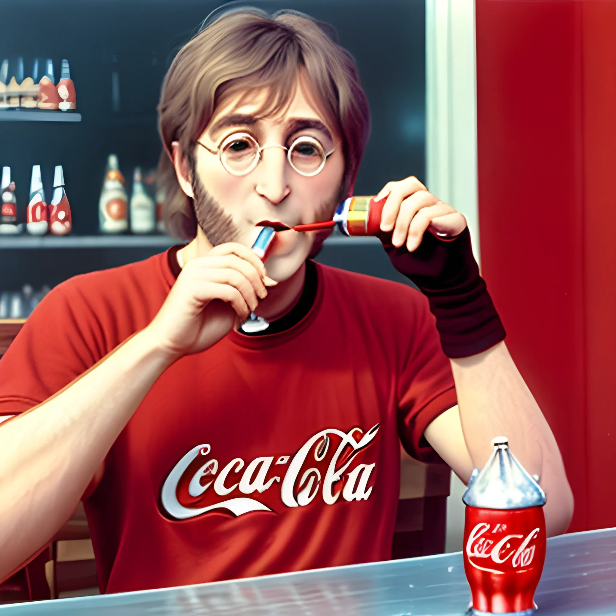 John Lennon Drinking Coca-Cola