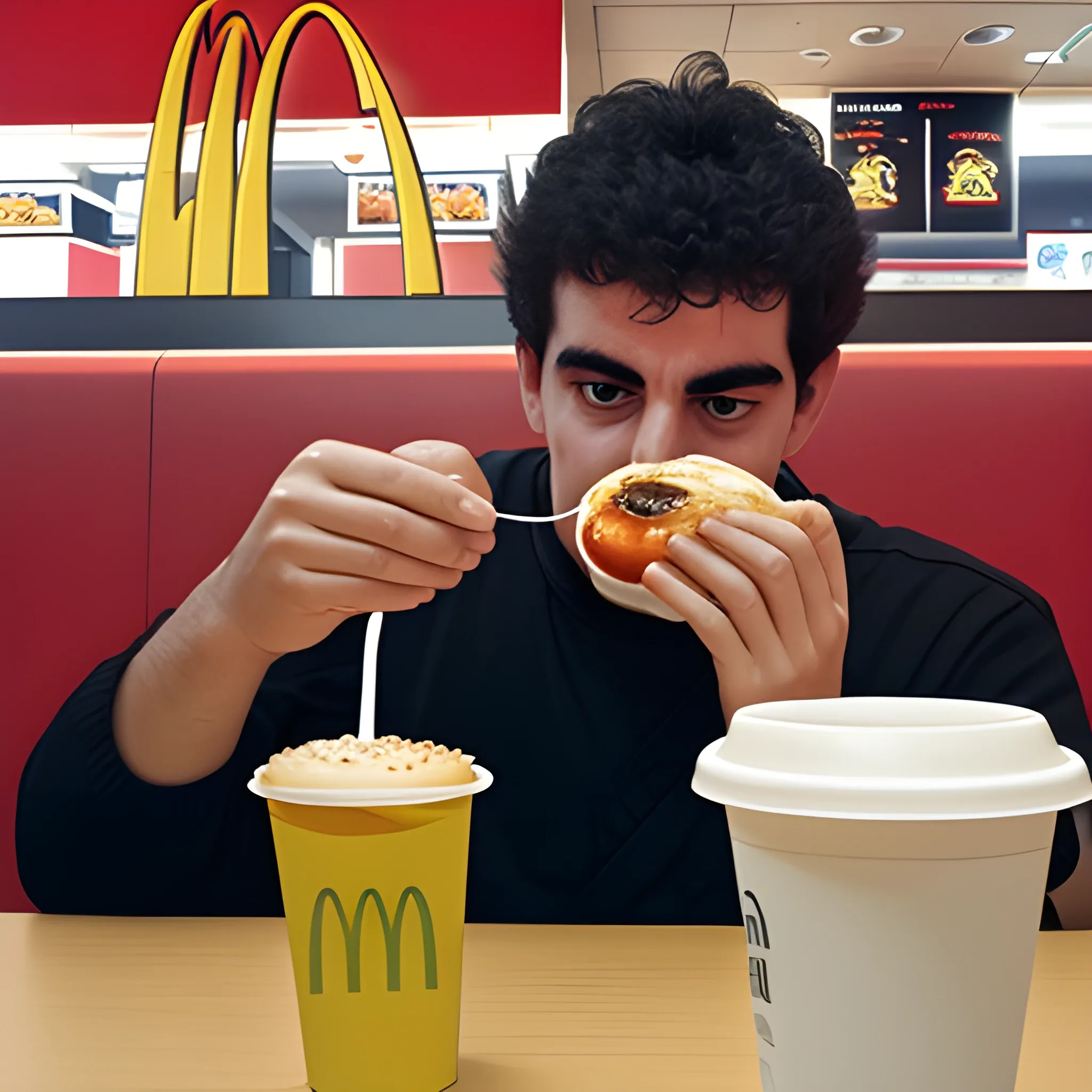 Manuel Belgrano comiendo en McDonald's