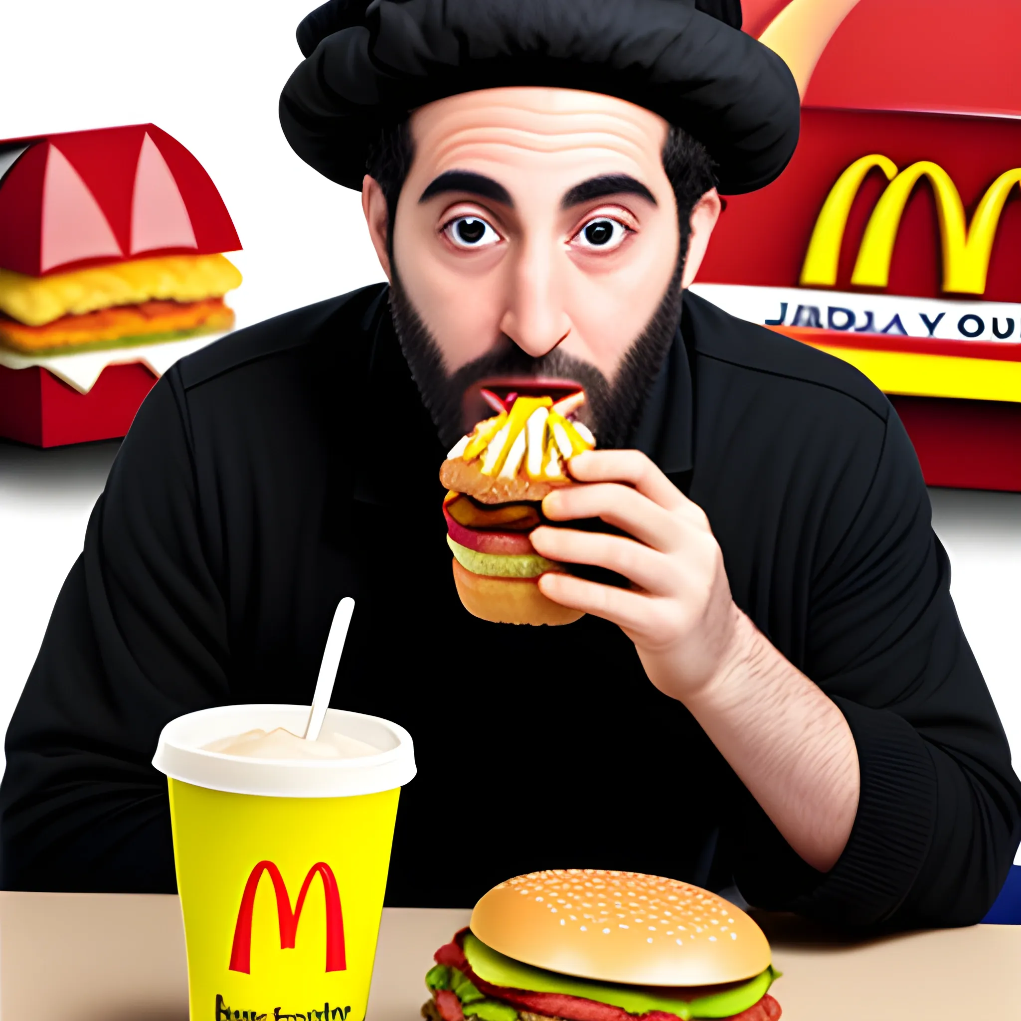 jewish guy eating mcdonalds
