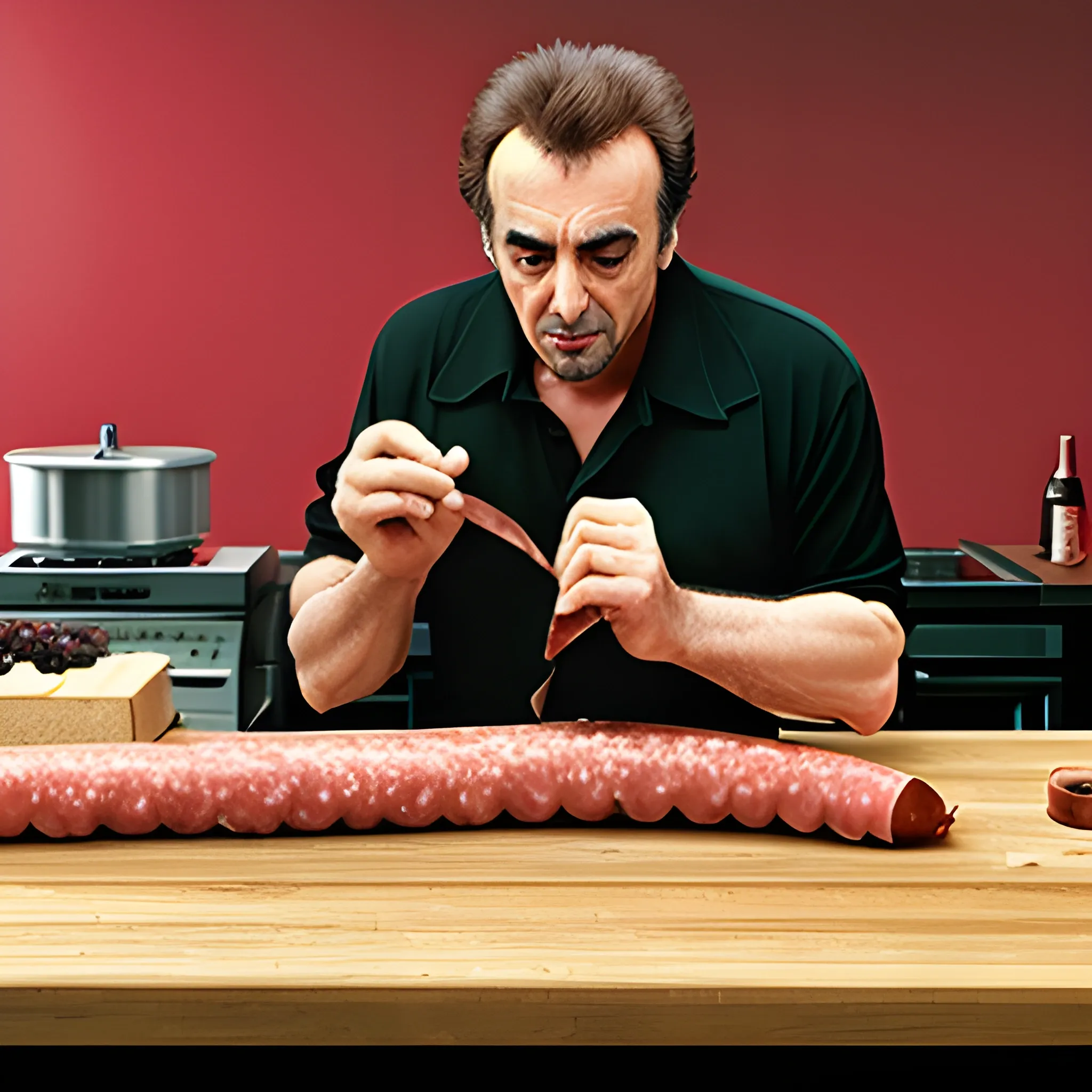 Al Pacino cutting salami